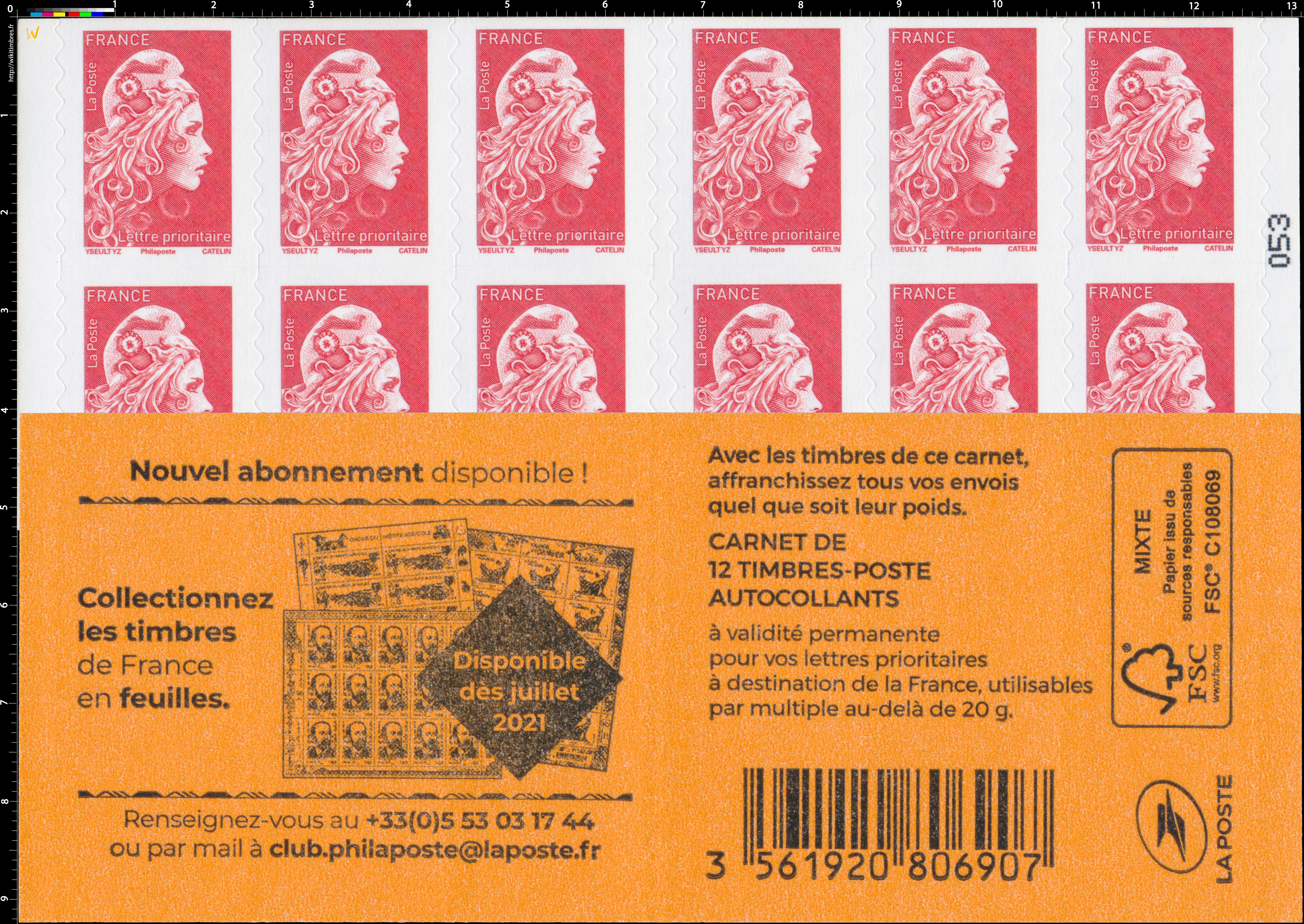2021 Collectionnez les timbres de France en feuilles 