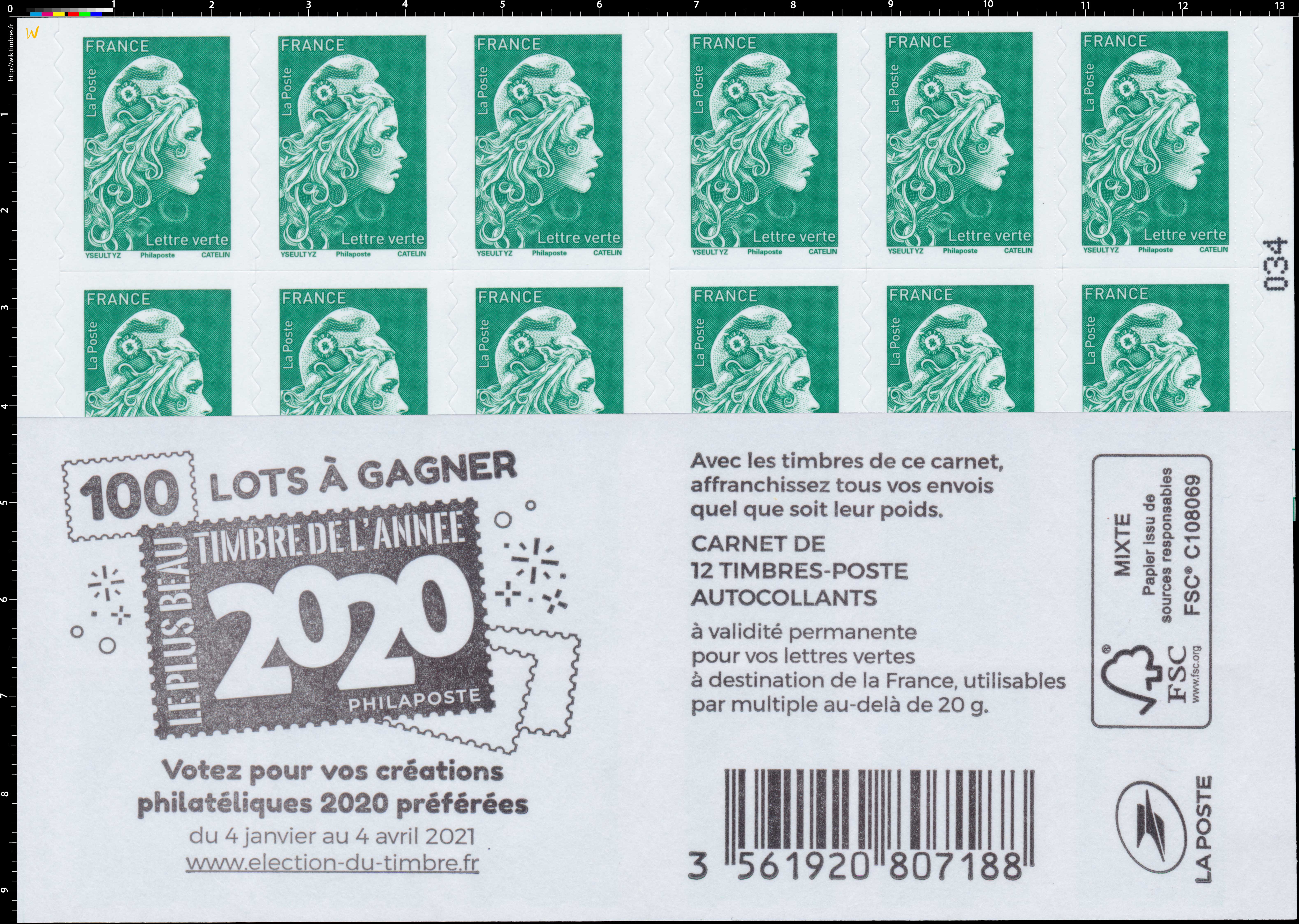 2021 Carnet Marianne élection du timbre - 100 lots à gagner