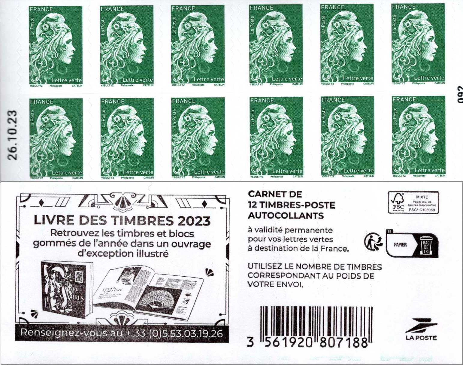 2023 CARNET MARIANNE -  LIVRE DES TIMBRES 2023