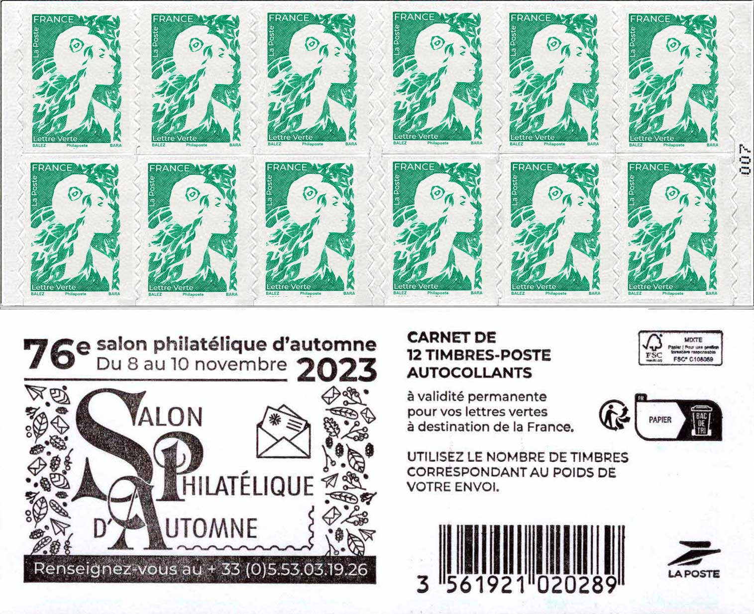 2023 Carnet 76e salon philatélique d'automne du 8 au 10 novembre 2023