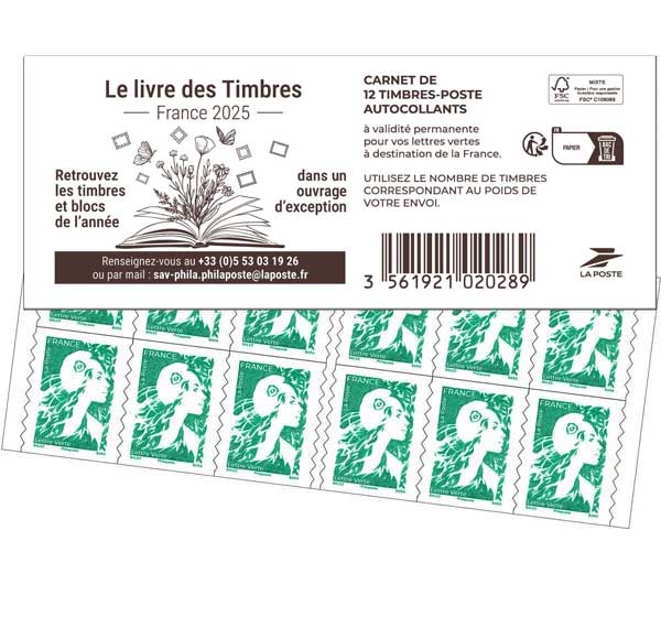 2025 Couverture LE LIVRE DES TIMBRES France 2025