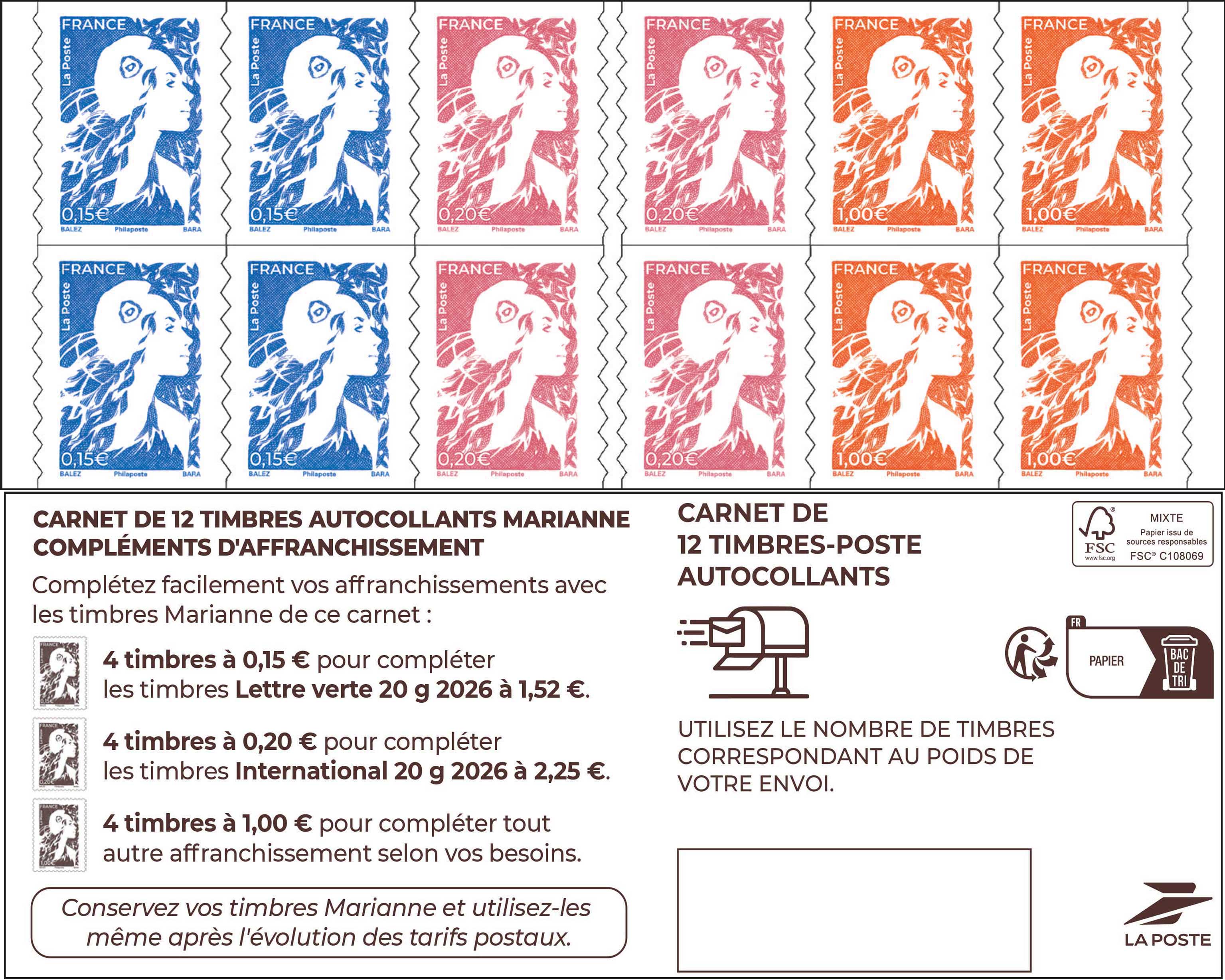2026 Couverture - Compléments d’affranchissement pour des envois en 2027