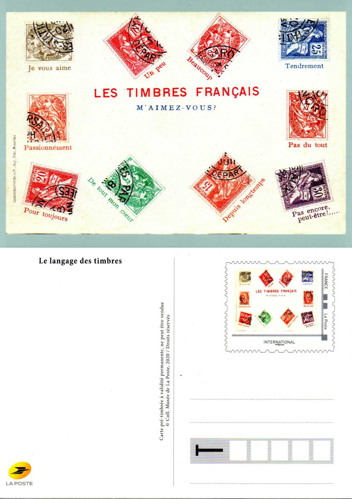 2020 Le Langage des Timbres - Les timbres Français M'aimez-vous?