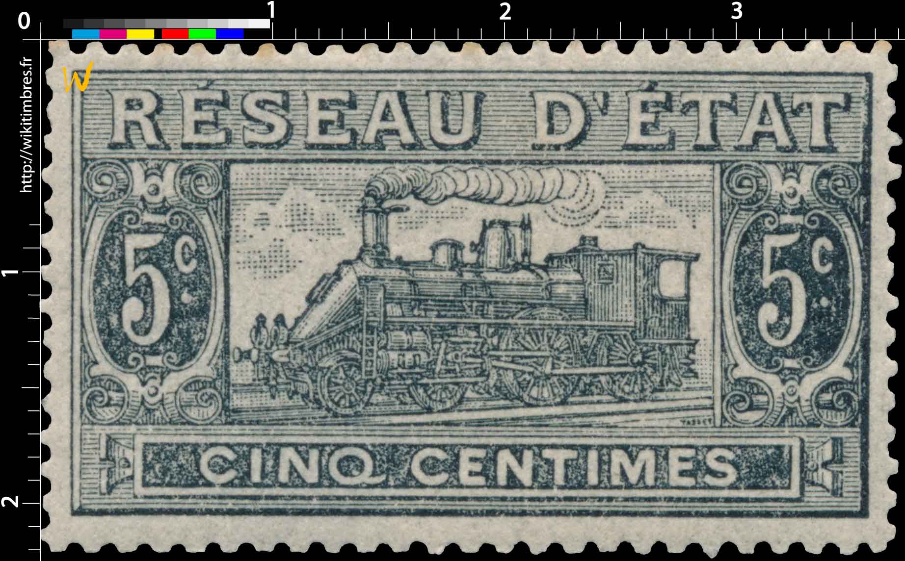 1901 Réseau d'état cinq centimes
