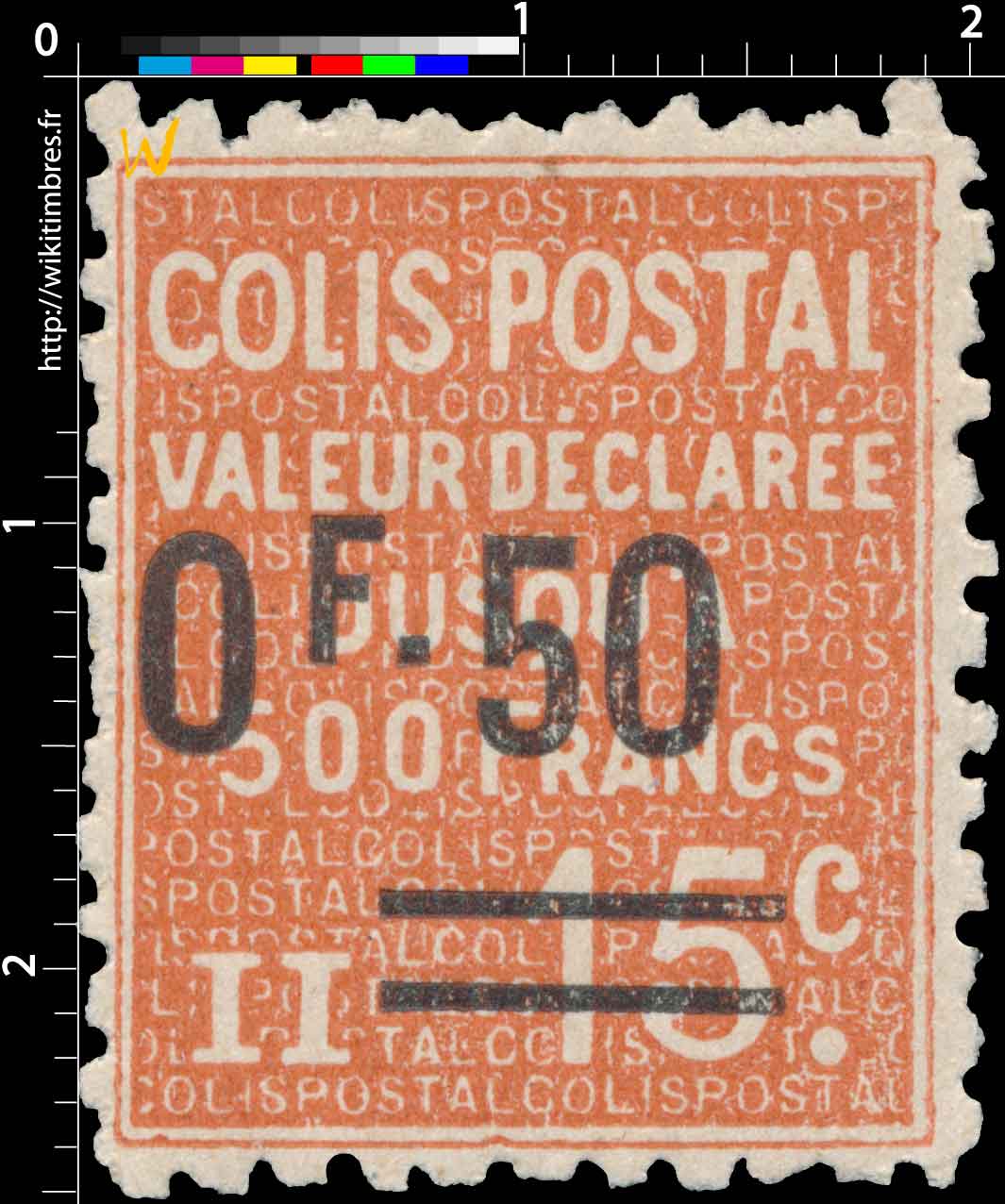 1926 COLIS POSTAL Valeur Déclarée jusqu'à 500 Francs