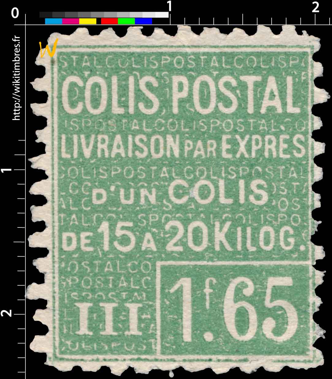 1926 COLIS POSTAL LIVRAISON PAR EXPRES d'un colis de 15 a 20 kilos.