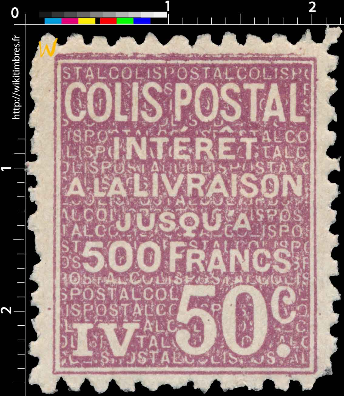 1926 COLIS POSTAL intérêt à la livraison jusqu'à 500 Francs