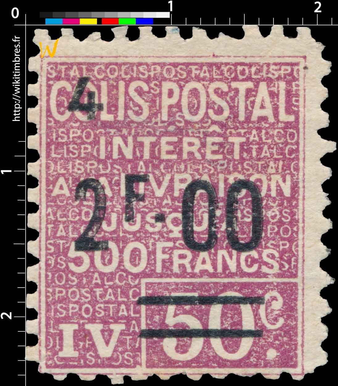 1926 COLIS POSTAL intérêt à la livraison jusqu'à 500 Francs