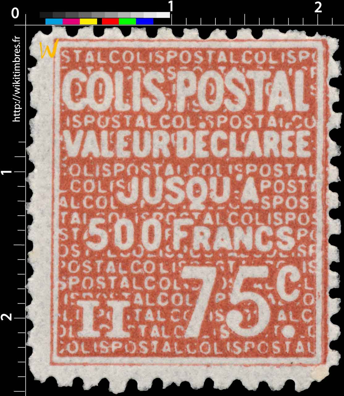 1933 COLIS POSTAL Valeur déclarée jusqu'à 500 Francs