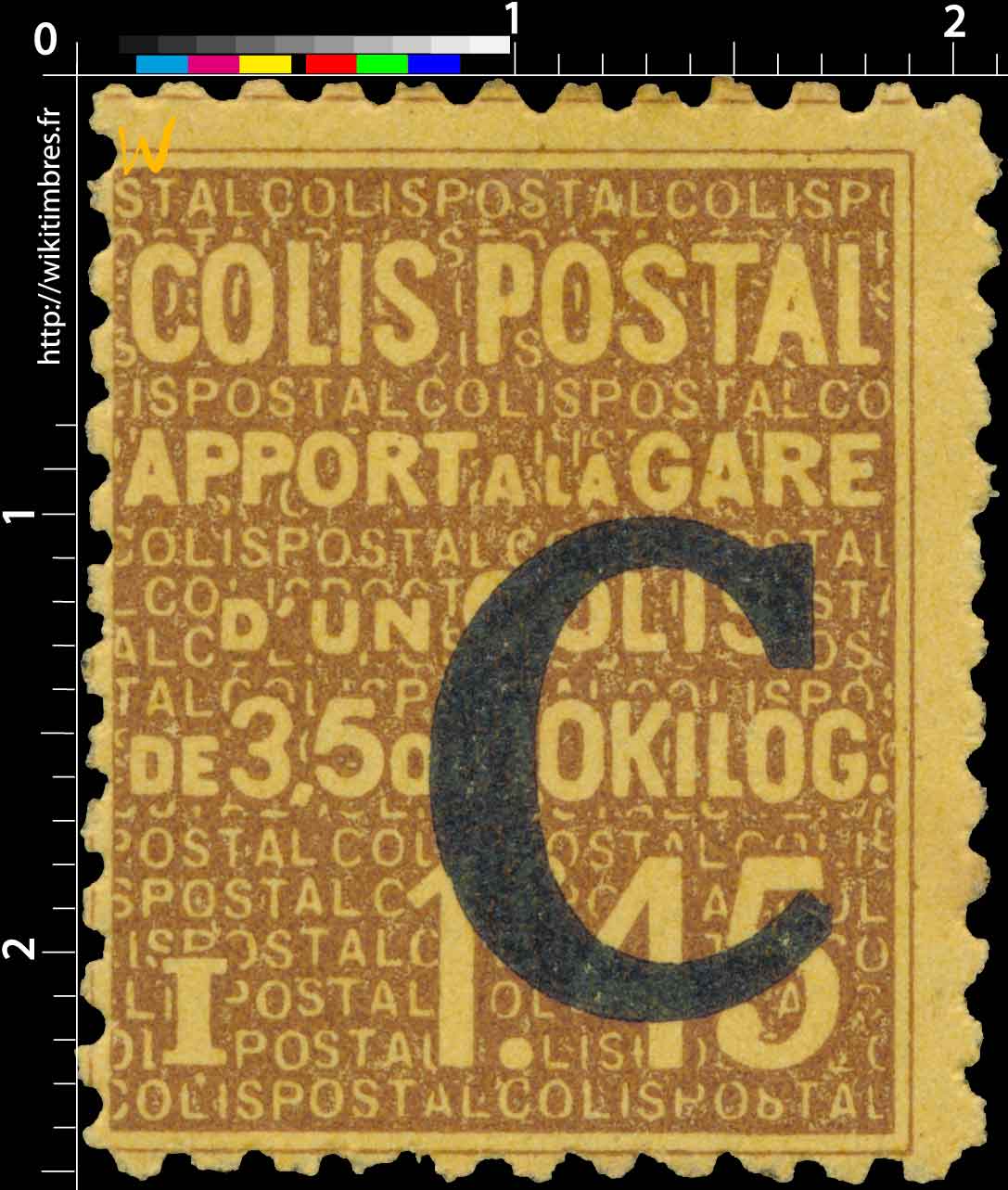 1937 COLIS POSTAL Apport à la gare d'un colis de 3,5 à 10 Kilos