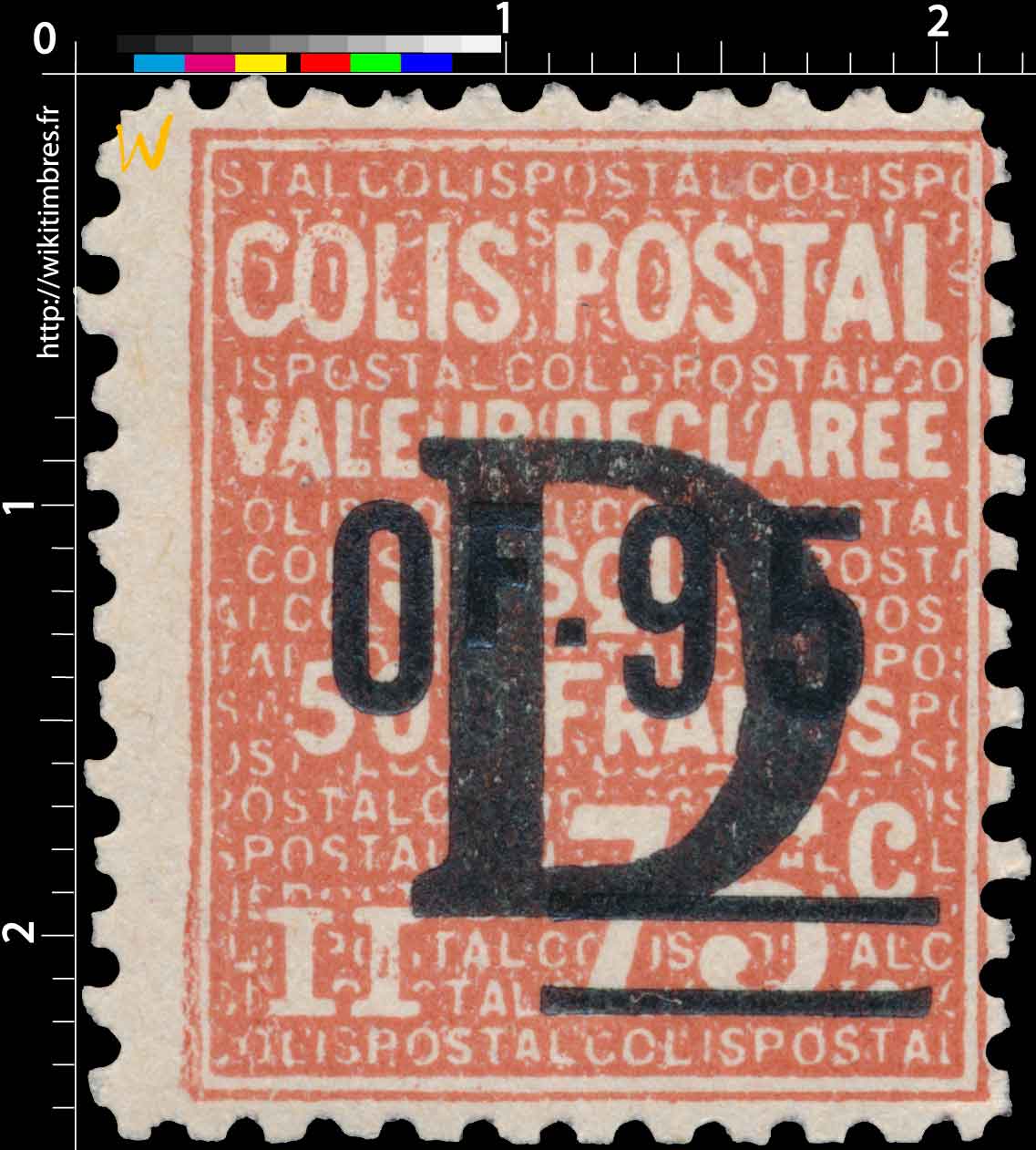 1938 COLIS POSTAL VALEUR DÉCLARÉE Jusqu'à 500 francs
