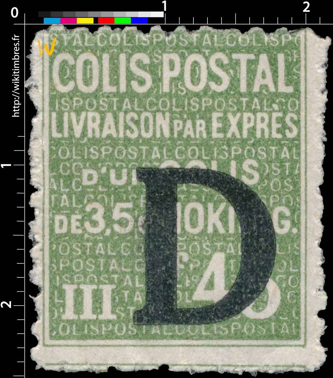 1938 COLIS POSTAL Livraison par exprès d'un colis de 3,5 à 10 Kilos.