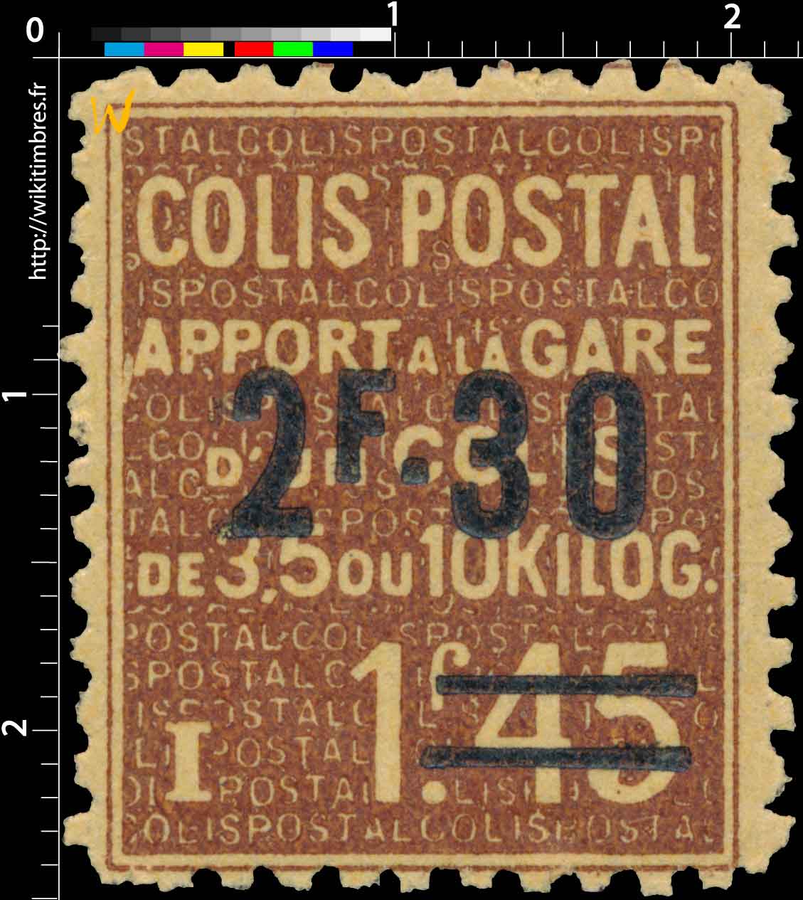 1938 COLIS POSTAL Apport à la gare d'un colis de 3,5 ou 10 kilos