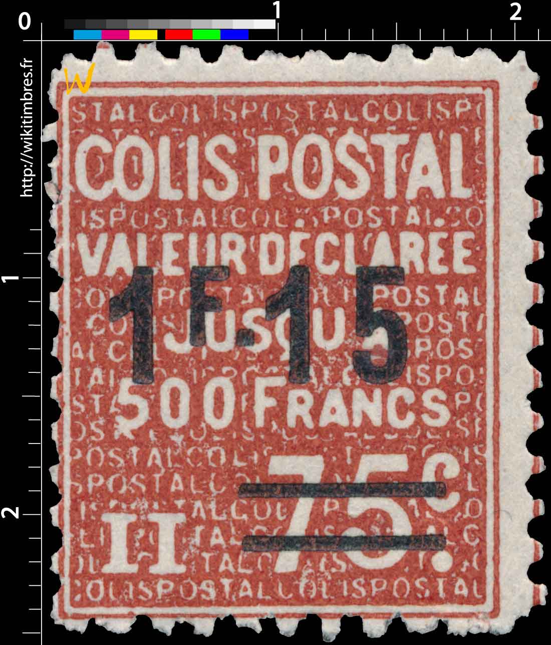 1938 COLIS POSTAL VALEUR DÉCLARÉE Jusqu'à 500 francs