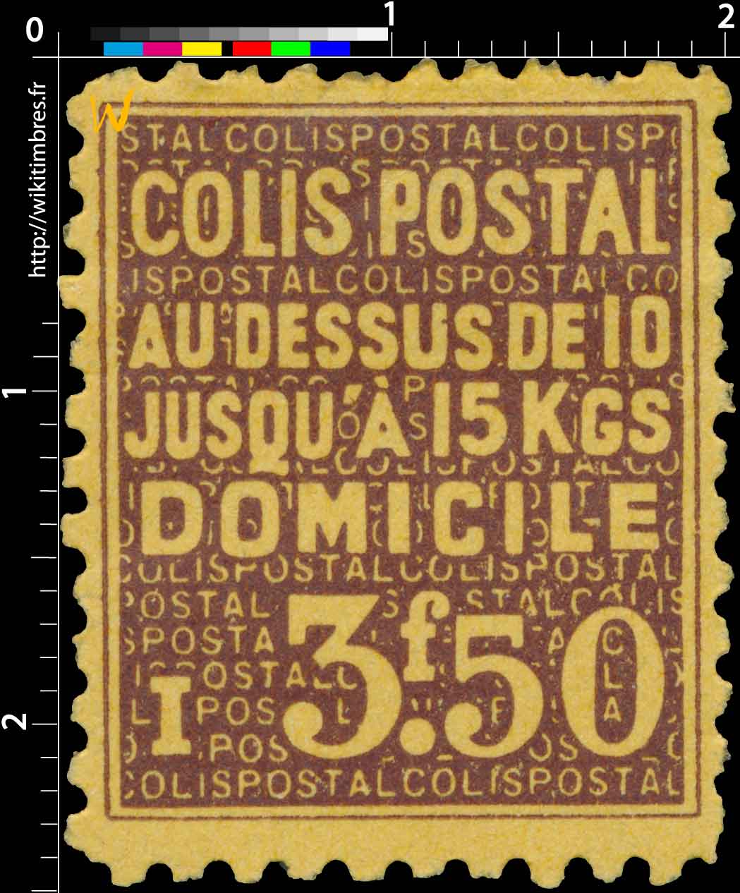 1938 COLIS POSTAL AU DESSUS DE 10 JUSQU'À 15 KGS DOMICILE