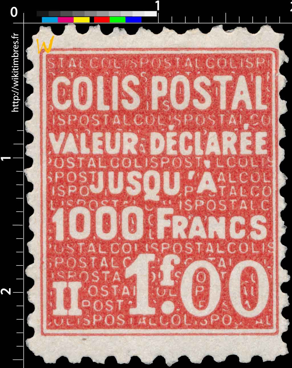1939 COLIS POSTAL VALEUR DÉCLARÉE Jusqu'à 1000 francs