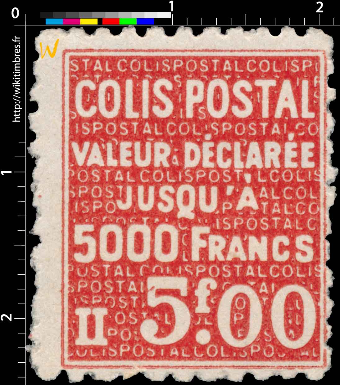 1939 COLIS POSTAL VALEUR DÉCLARÉE Jusqu'à 5000 francs