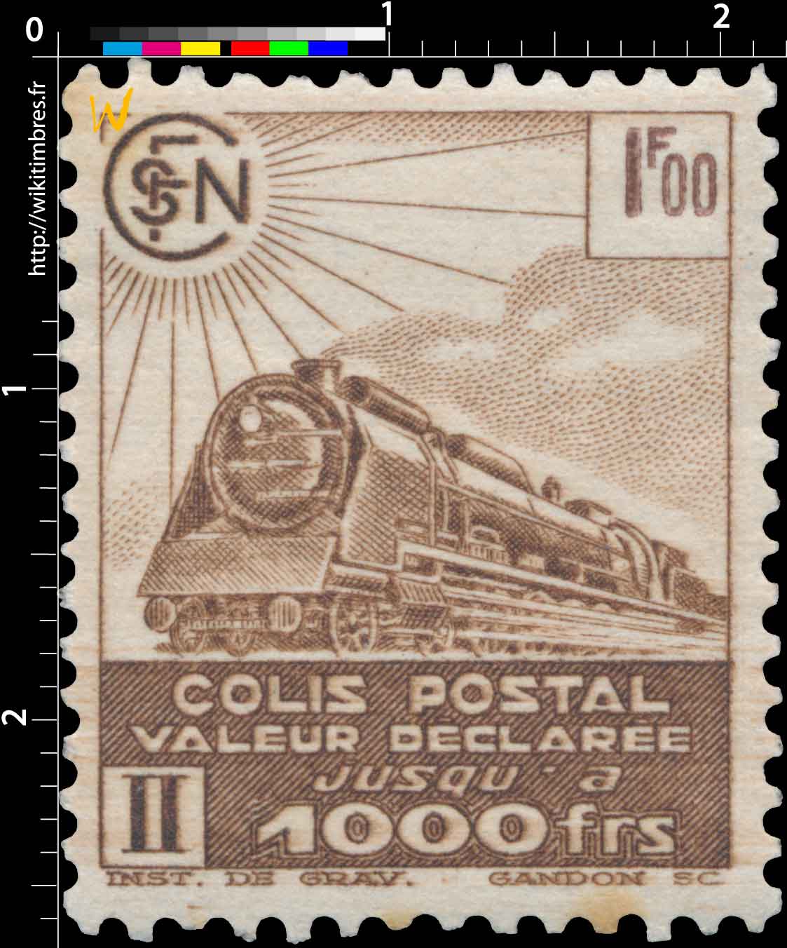 1941 COLIS POSTAL valeur déclarée jusqu'à 1000 frs