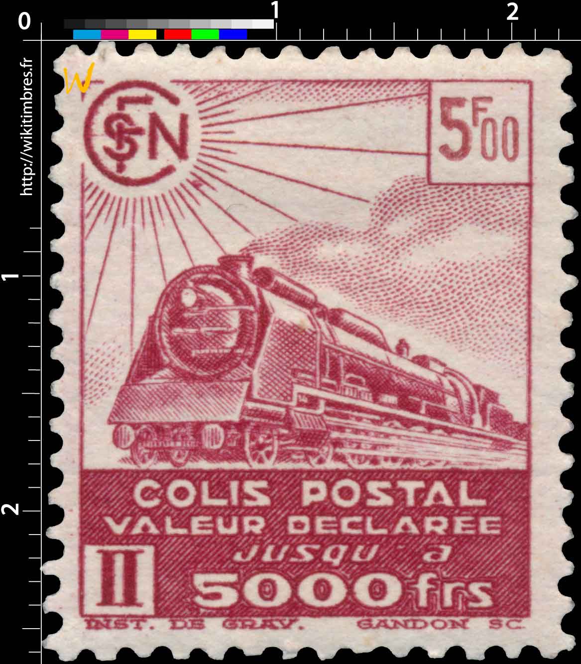 1941 COLIS POSTAL valeur déclarée jusqu'à 5000 frs