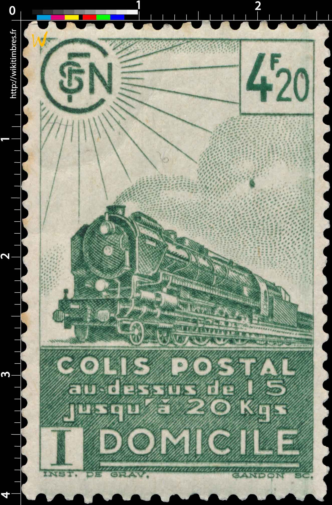 1941 COLIS POSTAL au dessus de 15 Jusqu'à 20Kgs domicile