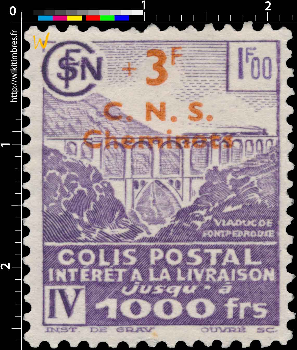 1942 COLIS POSTAL Intérêts à la livraison jusqu'à 1000 frs