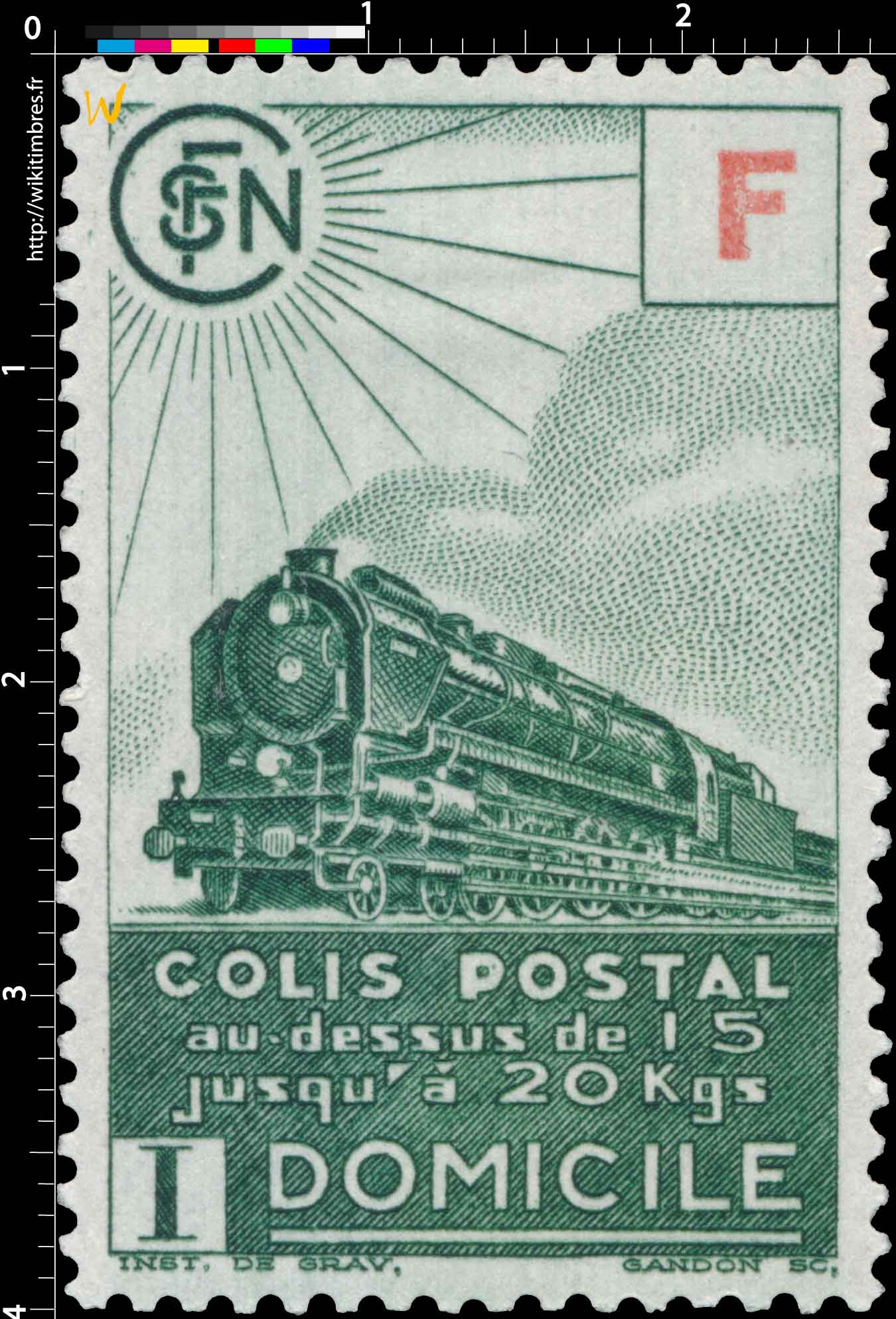 1943 COLIS POSTAL au dessus de 15 Jusqu'à 20Kgs domicile