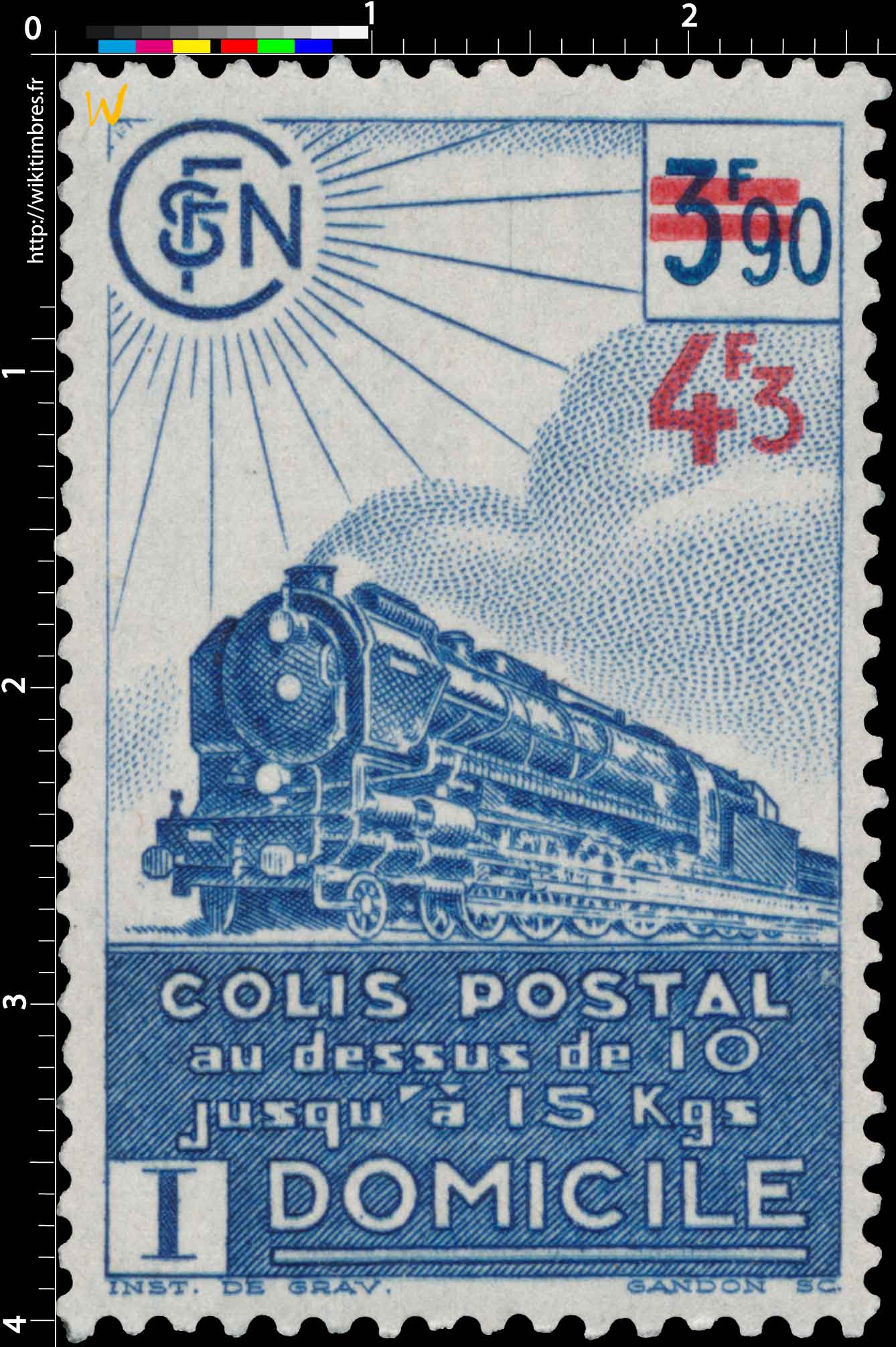1943 COLIS POSTAL au dessus de 10 Jusqu'à 15Kgs domicile