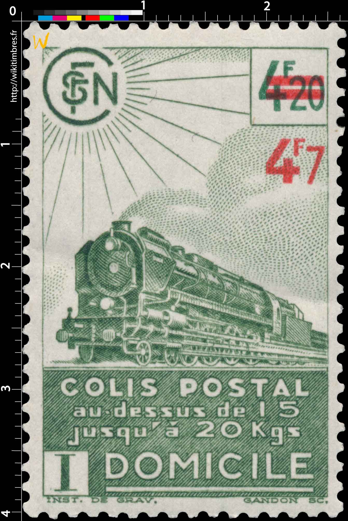 1943 COLIS POSTAL au dessus de 15 Jusqu'à 20Kgs domicile
