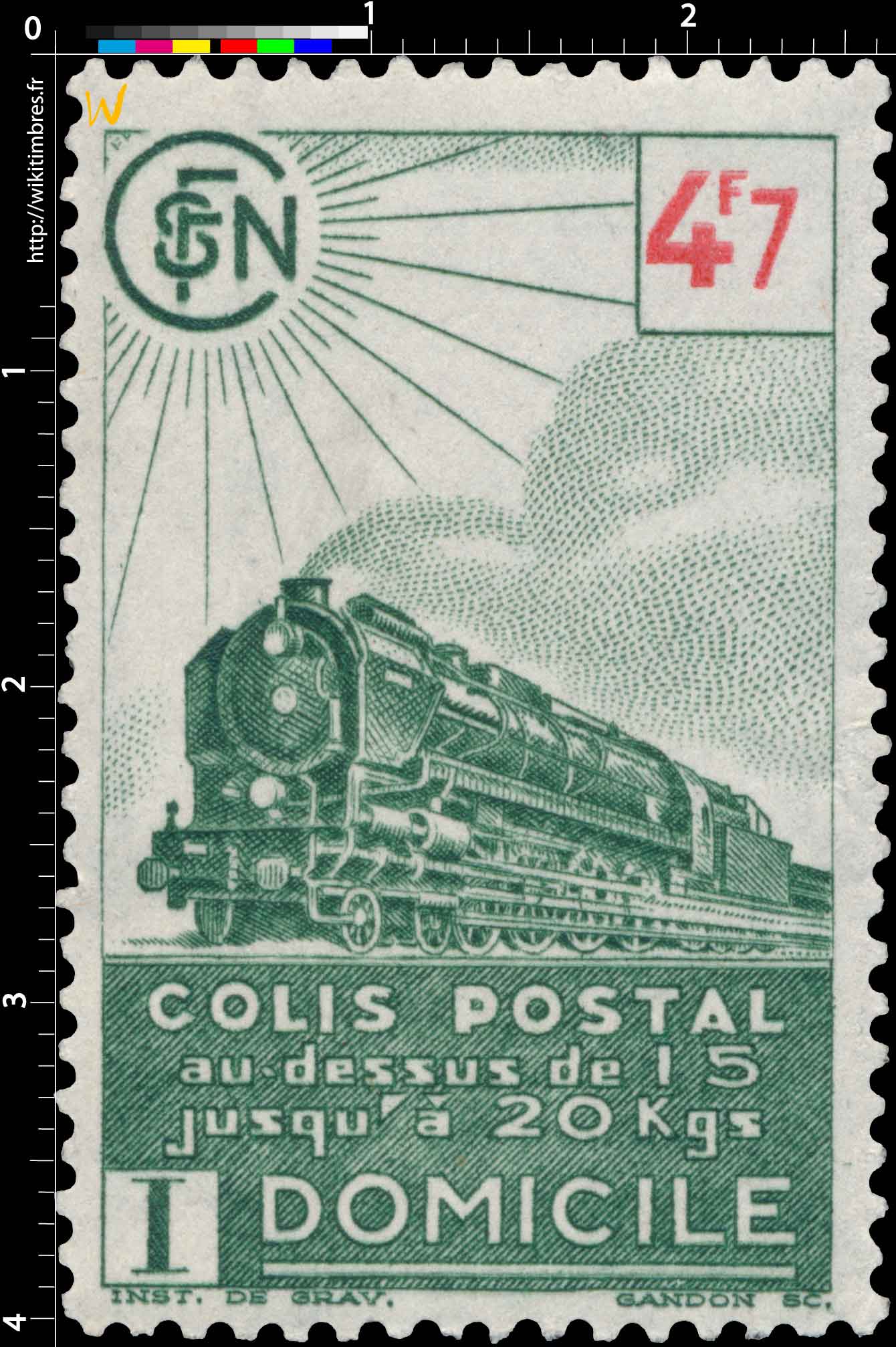 1943 COLIS POSTAL au dessus de 15 Jusqu'à 20Kgs domicile