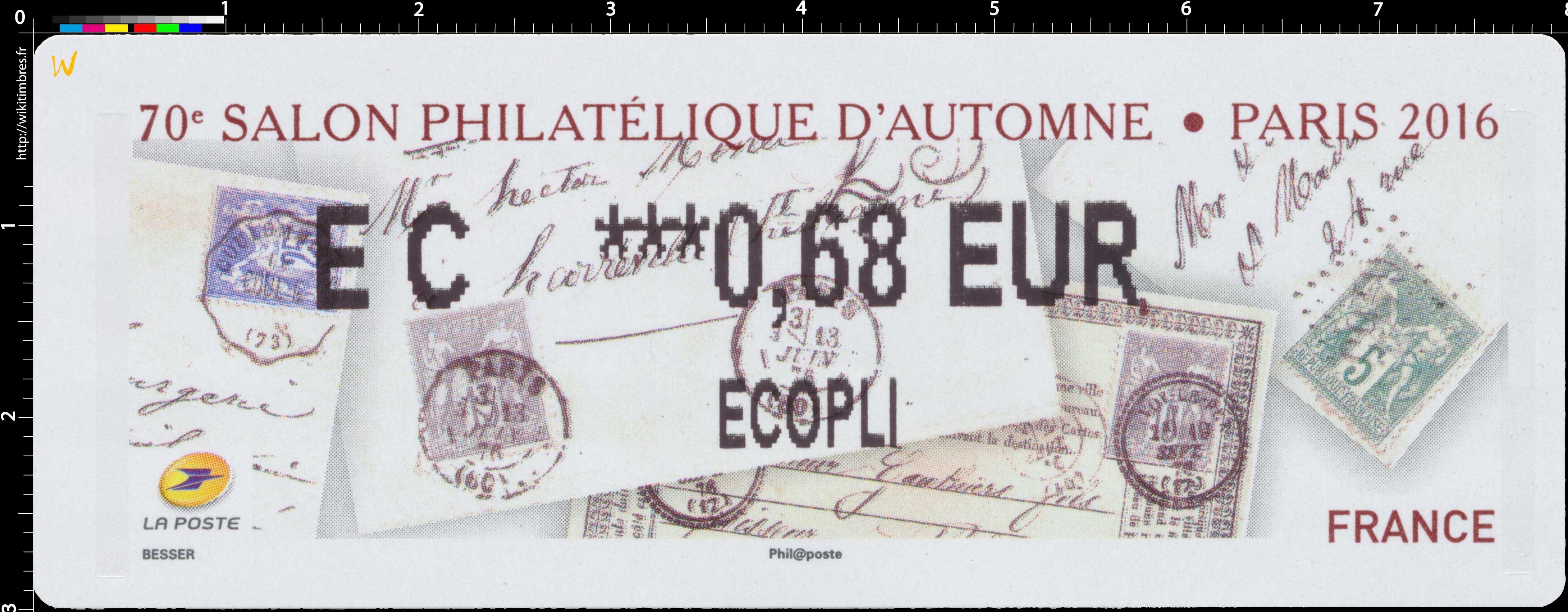 70e SALON PHILATELIQUE D’AUTOMNE - PARIS 2016