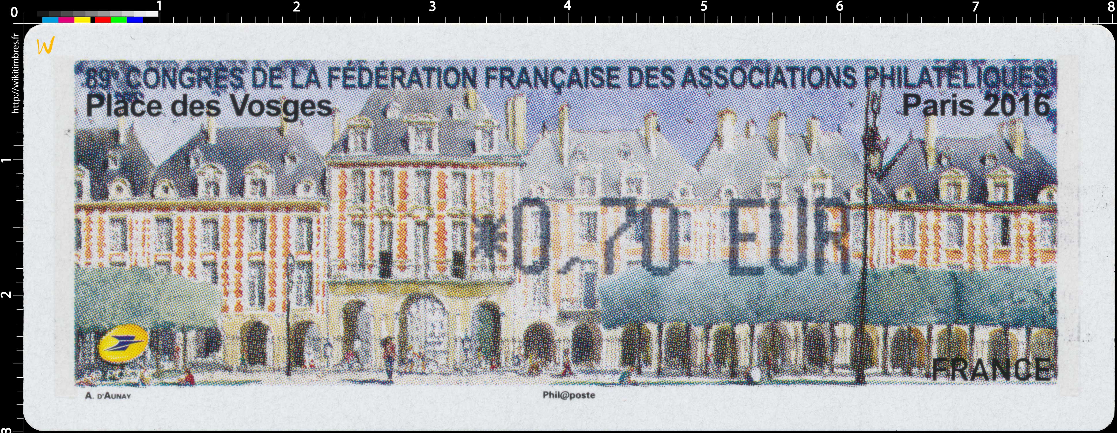 89e congrès de la Fédération Française des Associations Philatéliques Paris  2016