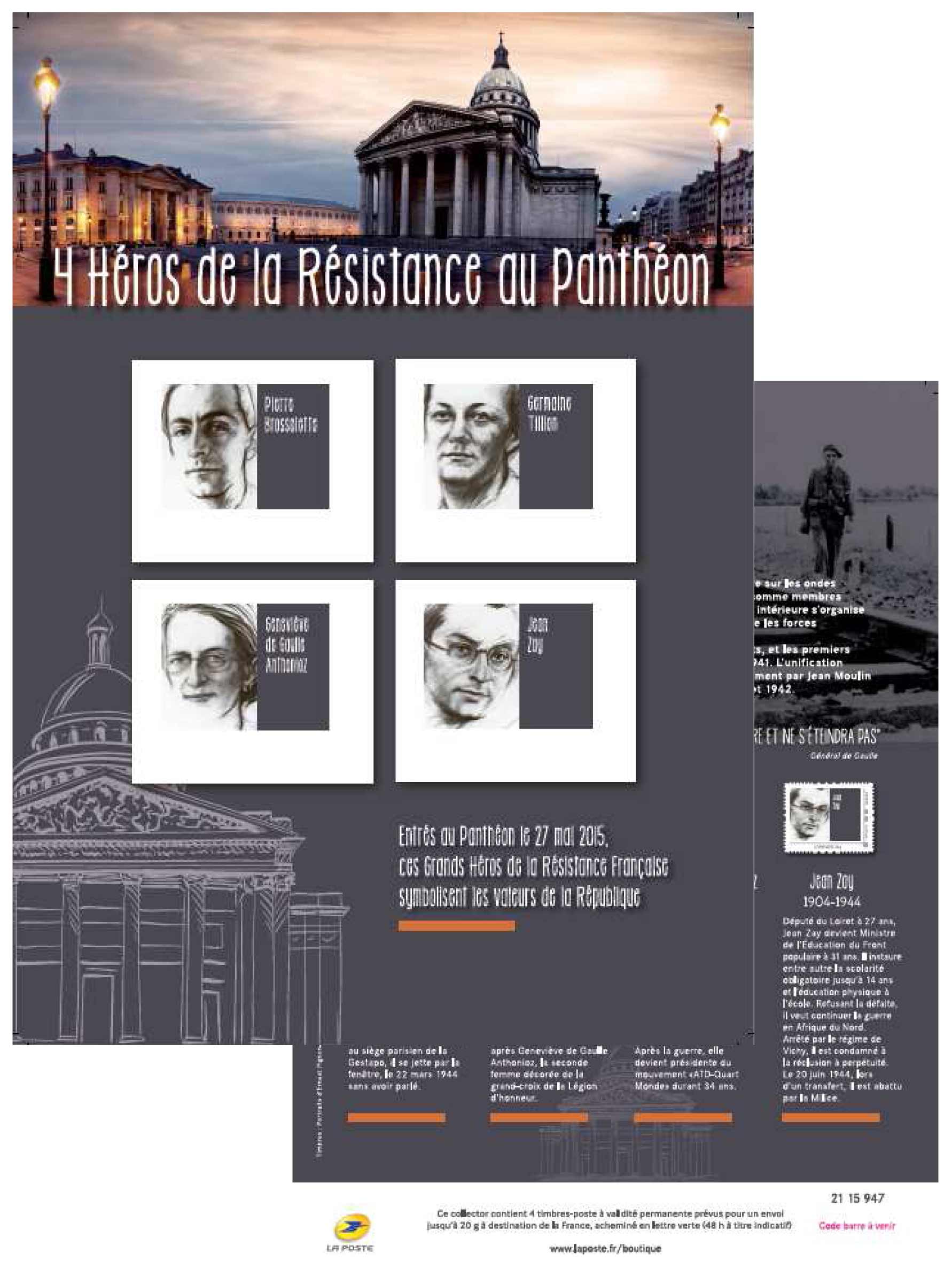 2015 4 HÉROS DE LA RESISTANCE AU PANTHÉON