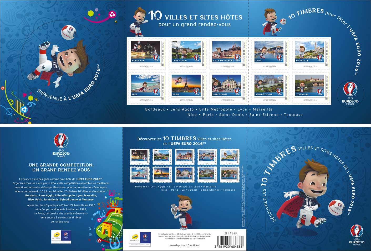 2015 Collector : Découvrez les 10 timbres ville hôtes de l'UEFA Euro 2016 TM