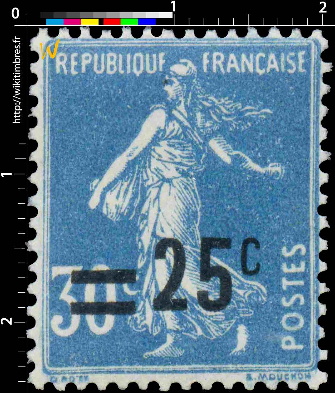 1926 Sans légende particulière - type semeuse camée surchargé