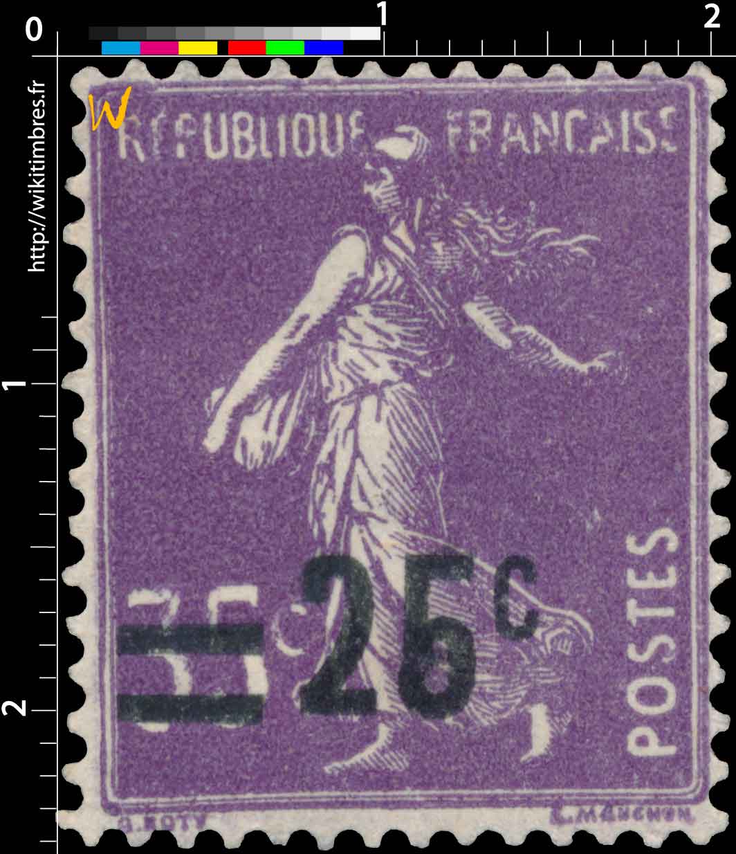 1926 Sans légende particulière - type semeuse camée surchargé