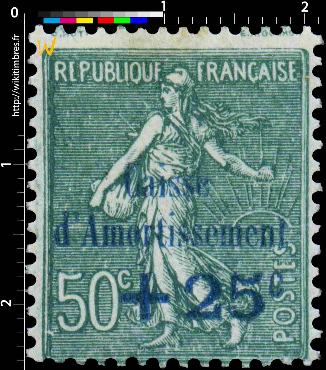 1927 Caisse d'Amortissement - type semeuse lignée / surchargé 