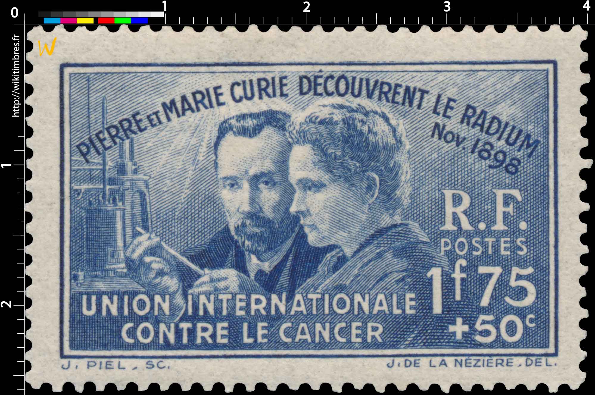 PIERRE ET MARIE CURIE DÉCOUVRENT LE RADIUM Nov.1898 UNION INTERNATIONALE CONTRE LE CANCER