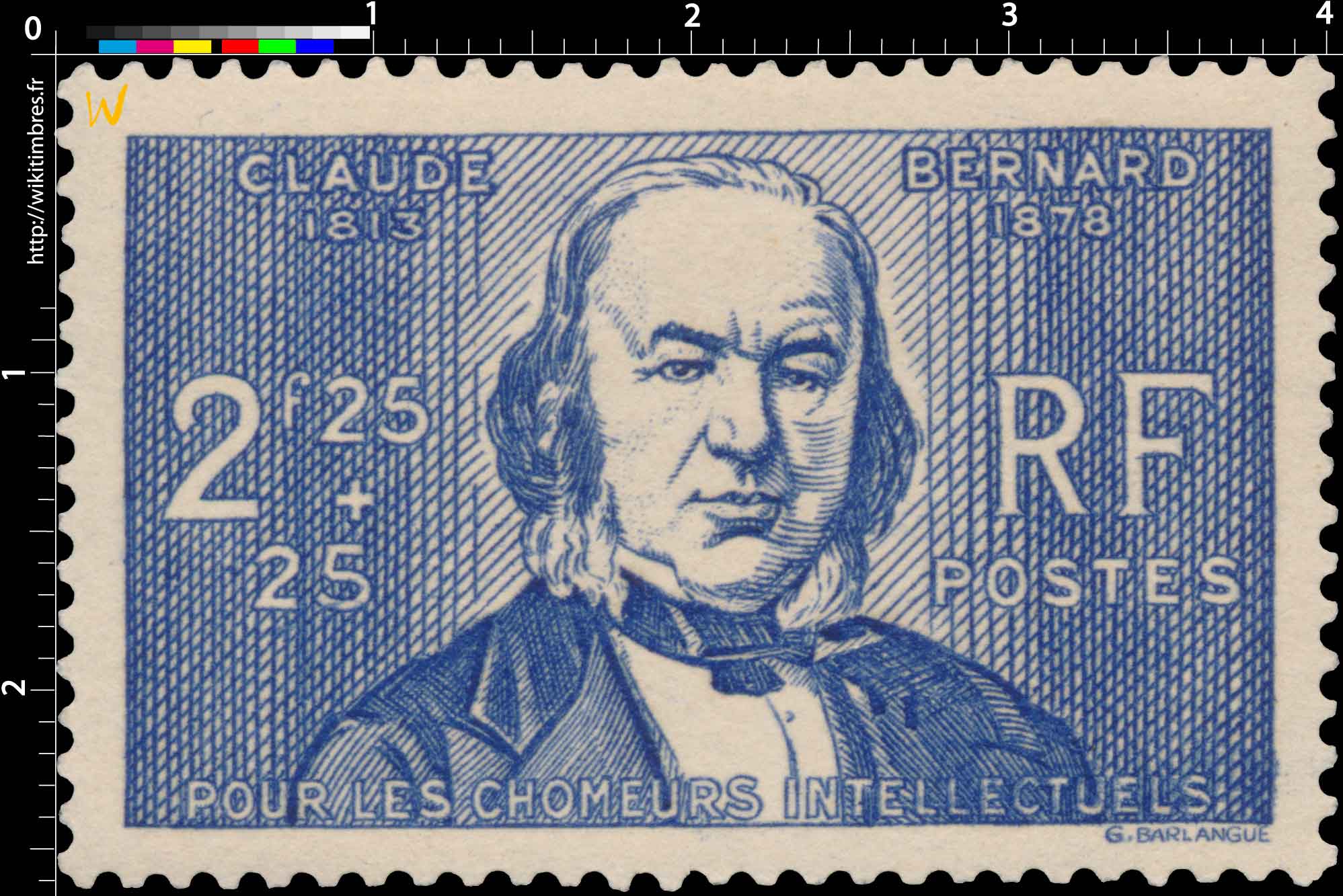 1939 POUR LES CHÔMEURS INTELLECTUELS CLAUDE BERNARD 1813-1878