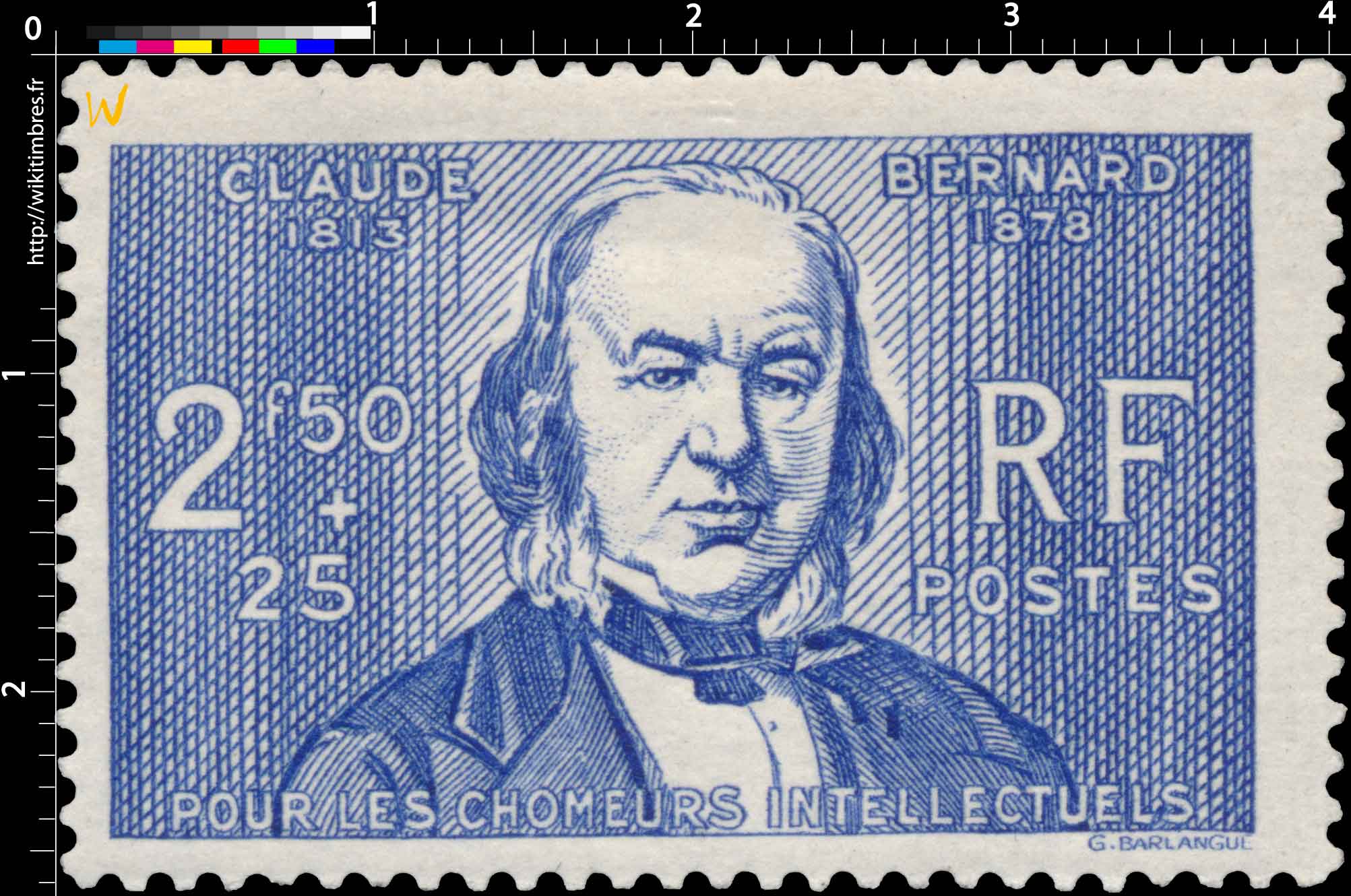 1940 POUR LES CHÔMEURS INTELLECTUELS CLAUDE BERNARD 1813-1878