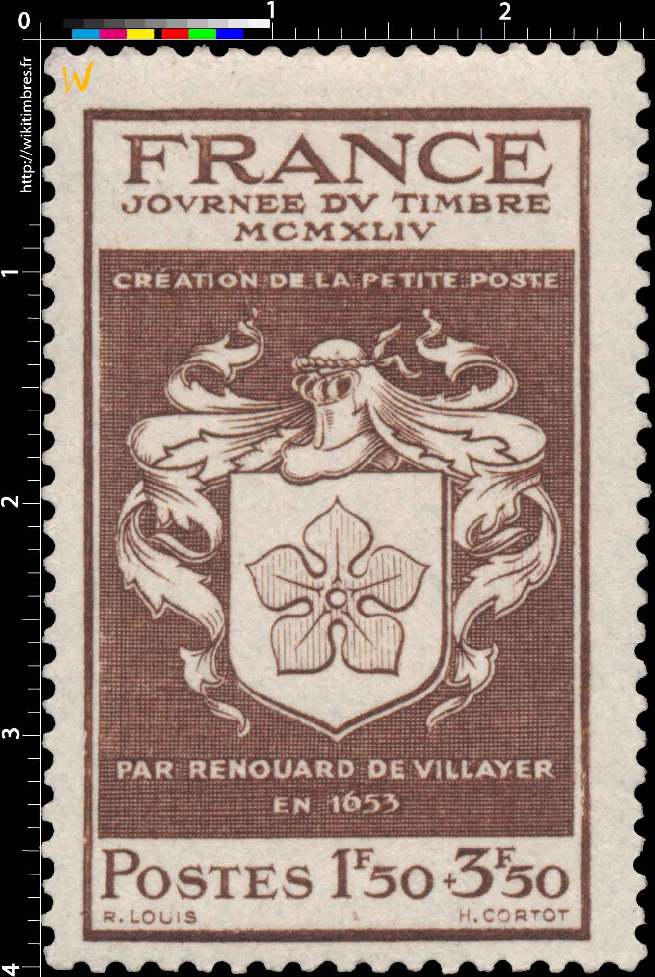 JOURNÉE DU TIMBRE MCMXLIV CRÉATION DE LA PETITE POSTE PAR RENOUARD DE VILLAYER EN 1653