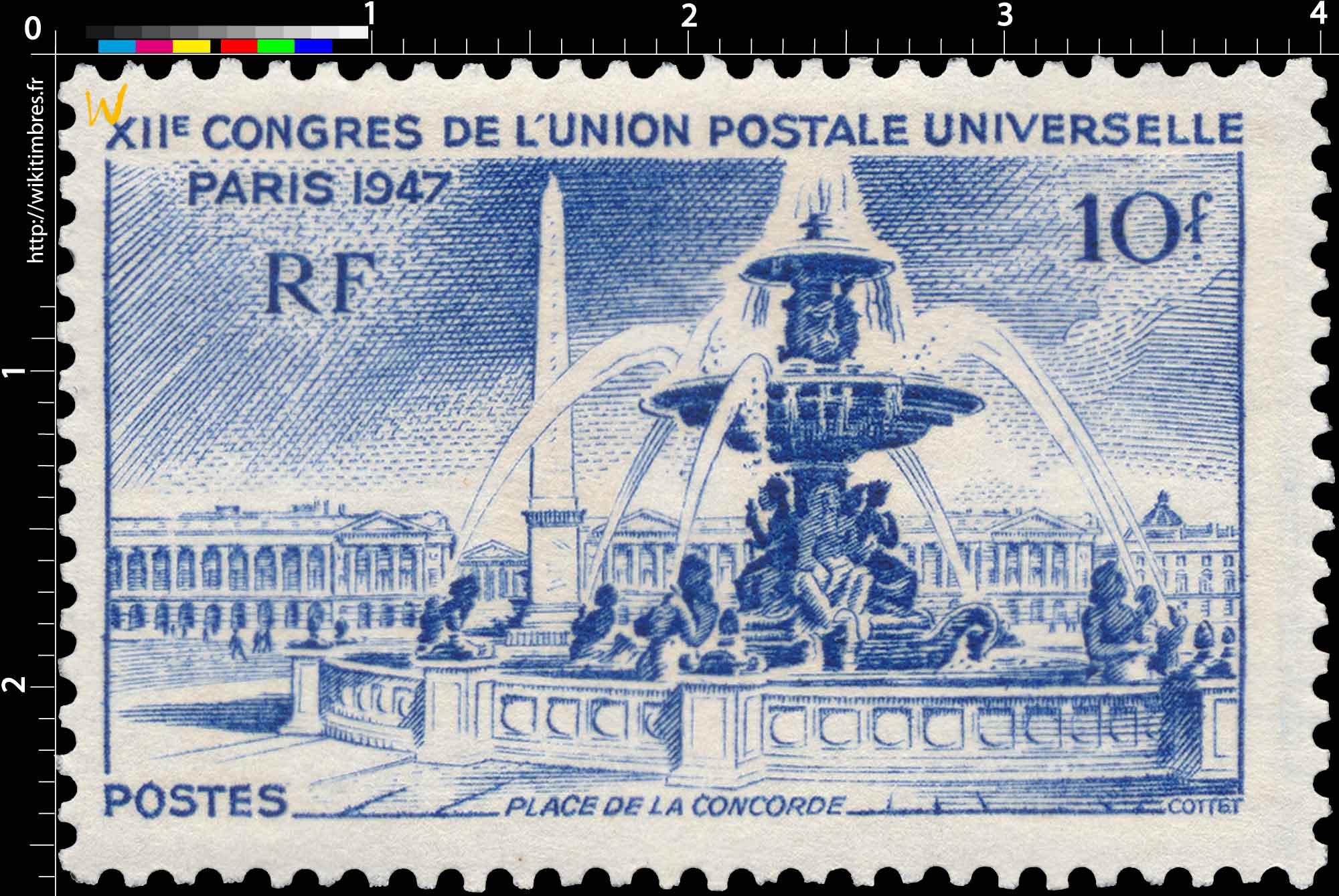 XIIe CONGRES DE L'UNION POSTALE UNIVERSELLE PARIS 1947 PLACE DE LA CONCORDE
