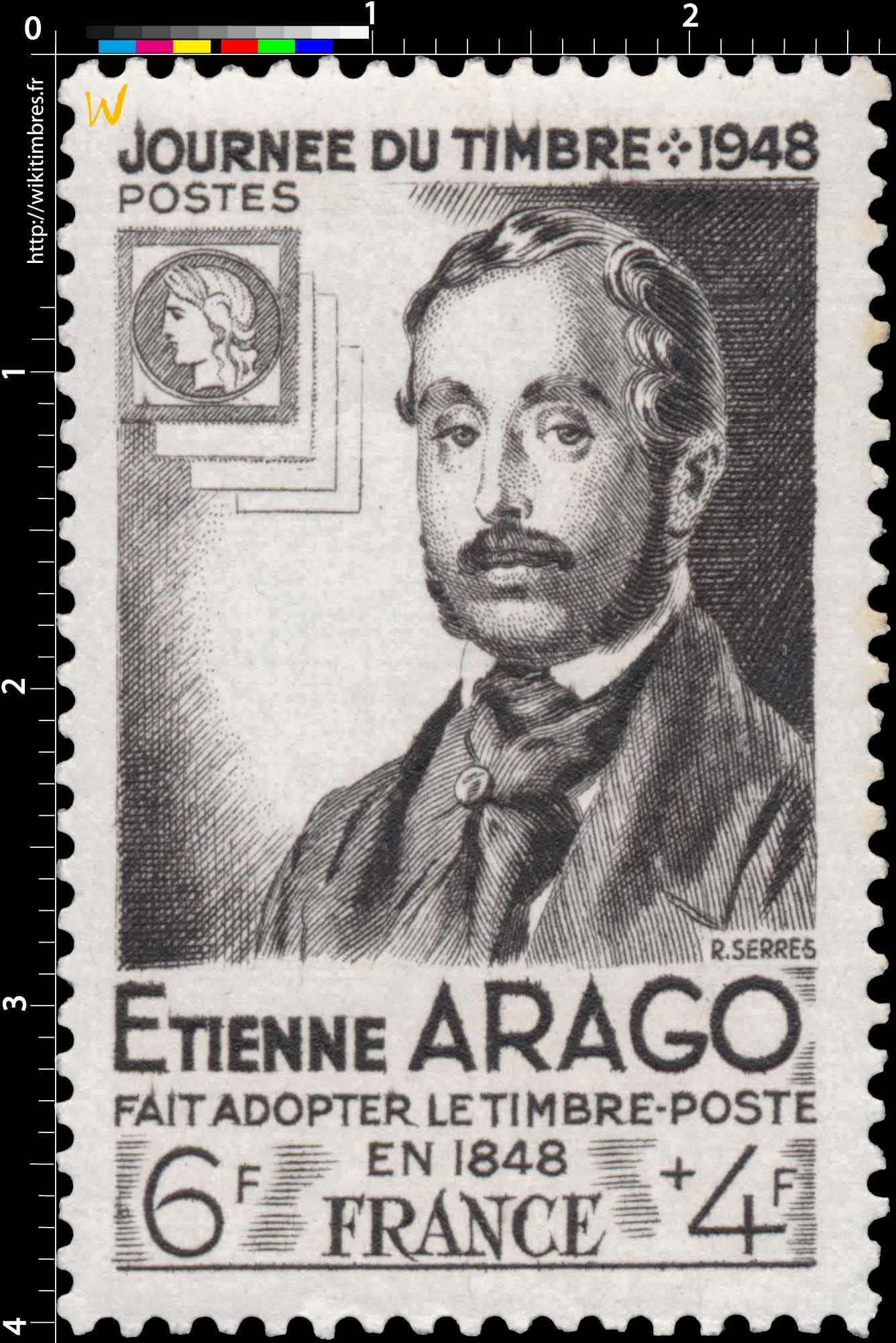 JOURNÉE DU TIMBRE - 1948 ETIENNE ARAGO FAIT ADOPTER LE TIMBRE-POSTE EN 1848