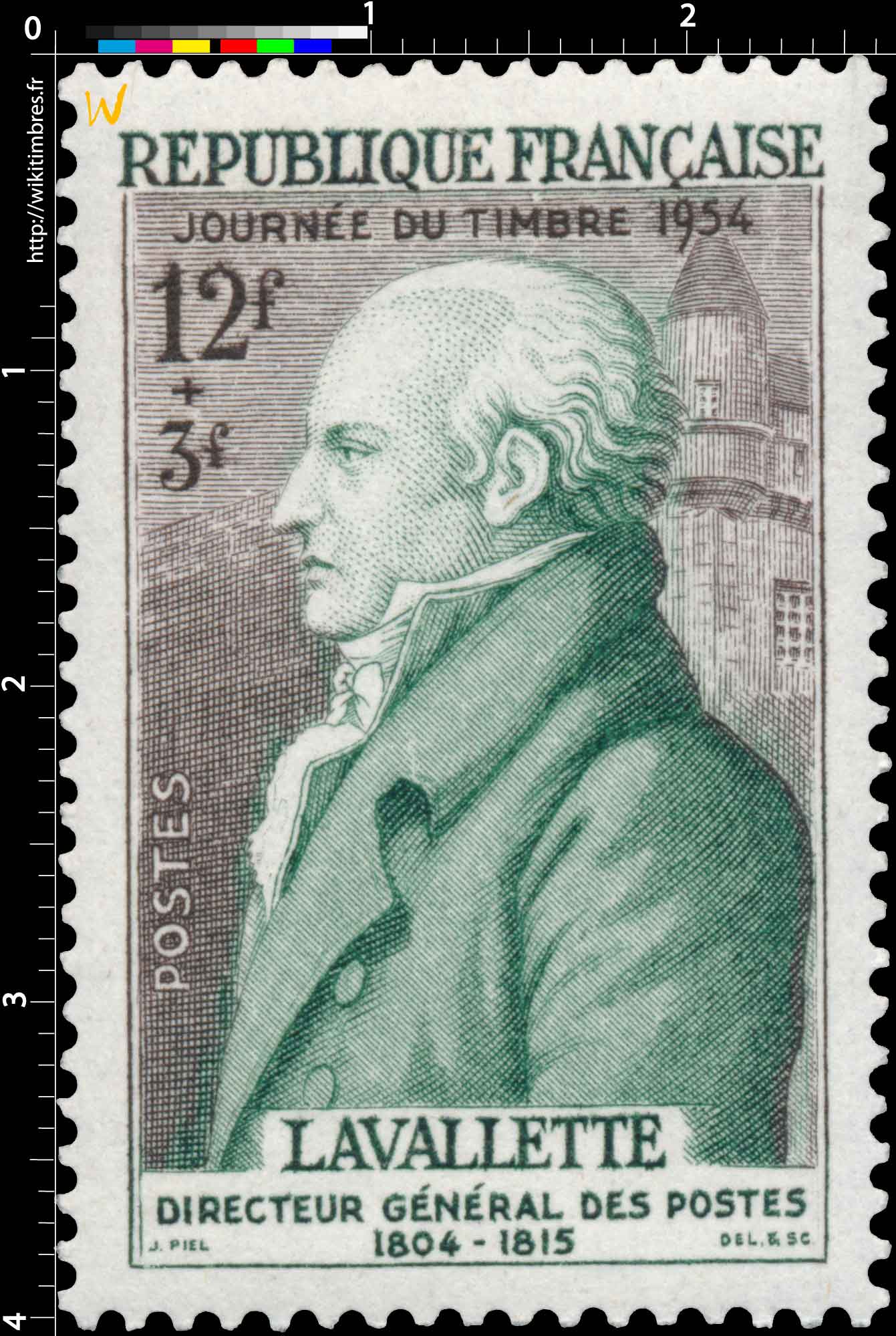 JOURNÉE DU TIMBRE 1954 LAVALETTE DIRECTEUR GÉNÉRAL DES POSTES 1804-1815