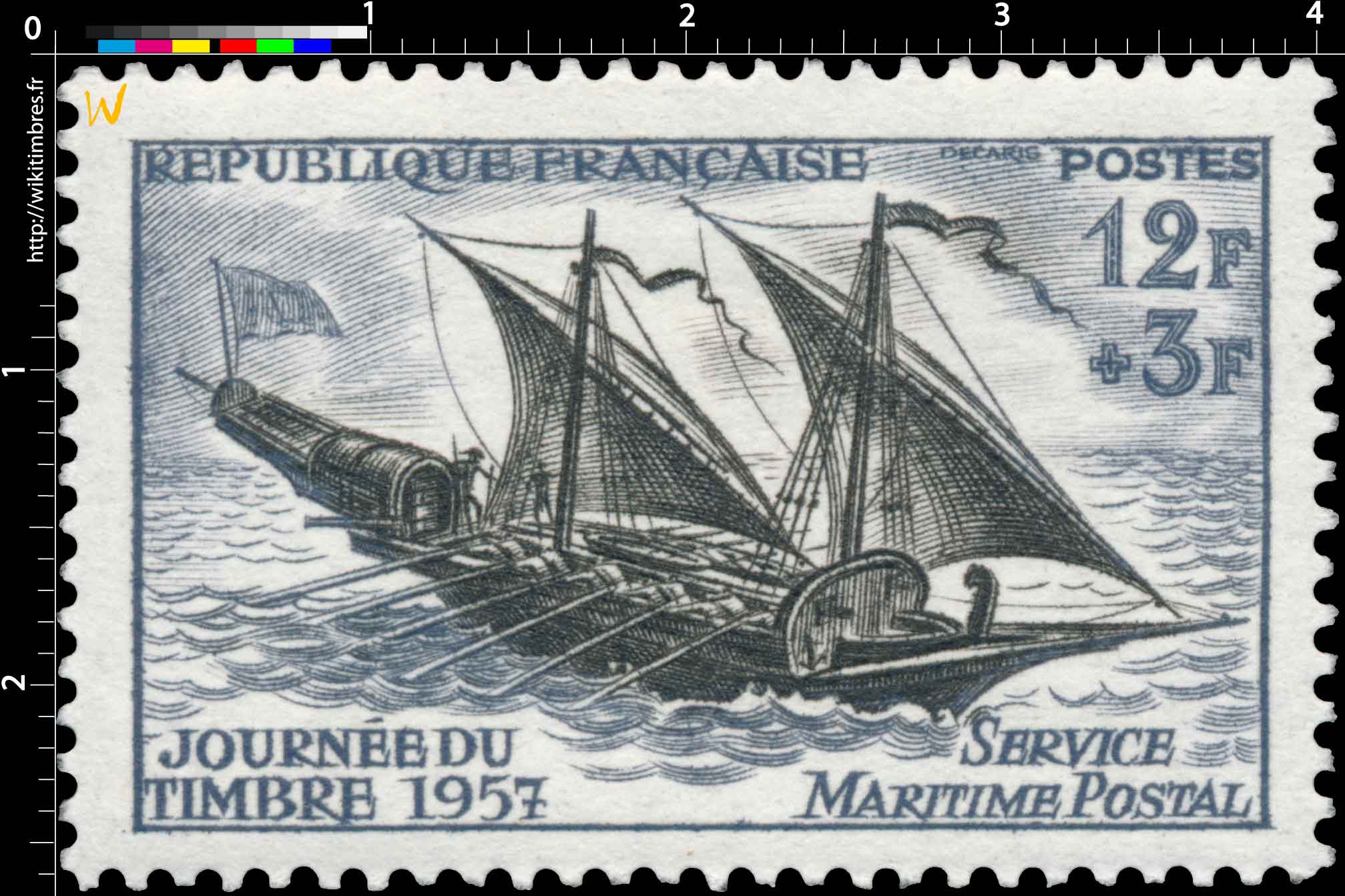 JOURNÉE DU TIMBRE 1957 SERVICE MARITIME POSTAL