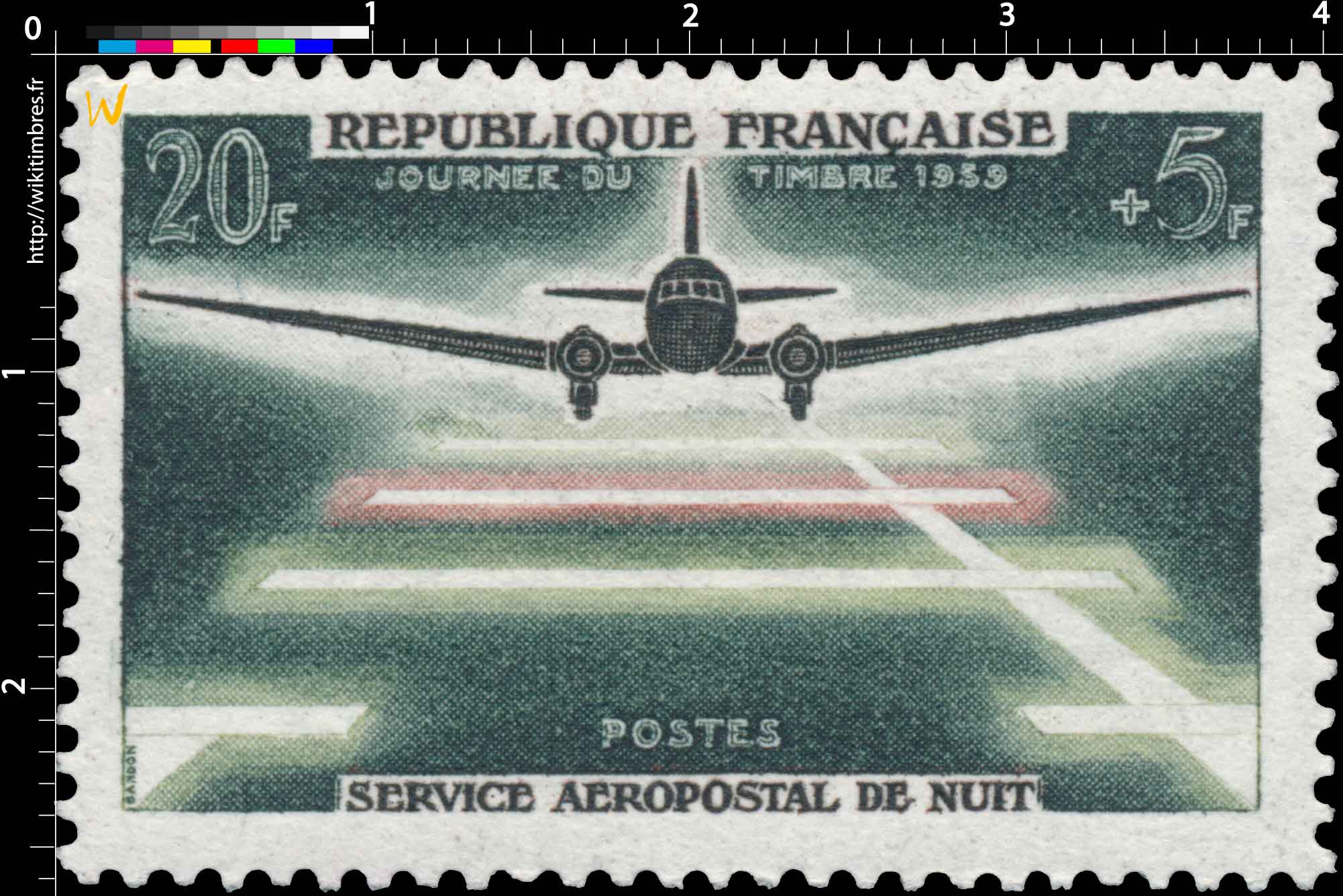 JOURNÉE DU TIMBRE 1959 SERVICE AÉROPOSTAL DE NUIT