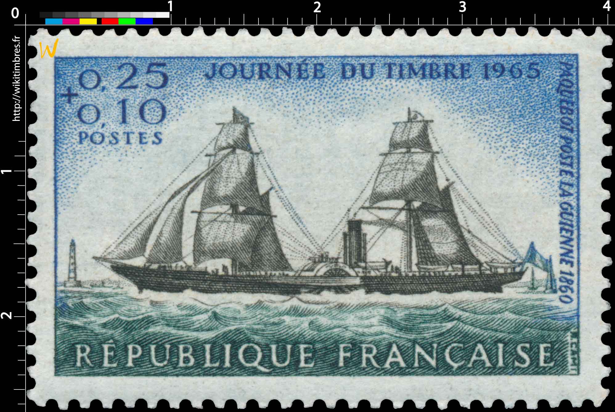 JOURNÉE DU TIMBRE 1965 PAQUEBOT POSTE LA GUIENNE 1860