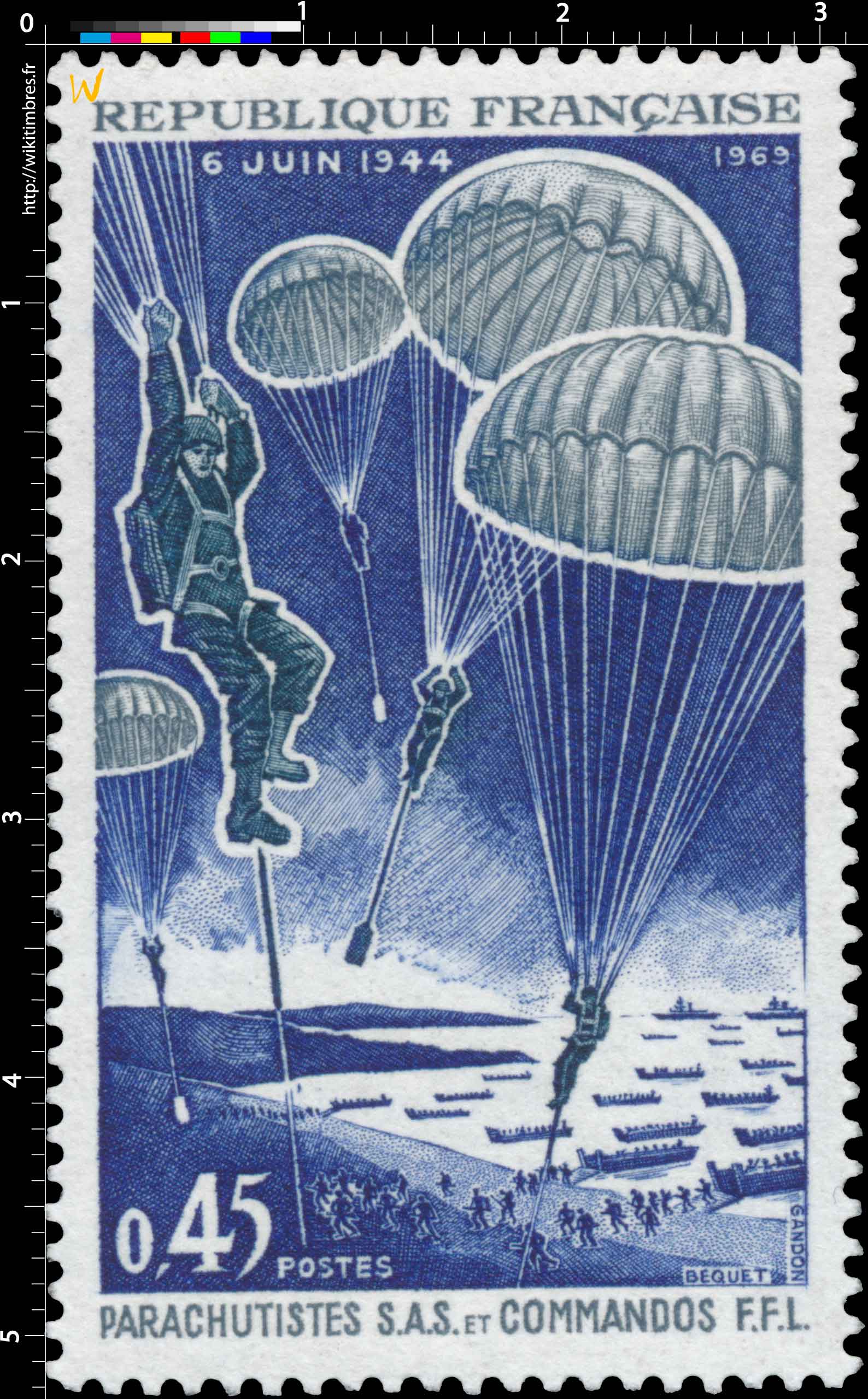 1969 6 JUIN 1944 PARACHUTISTES S.A.S. ET COMMANDOS F.F.L.