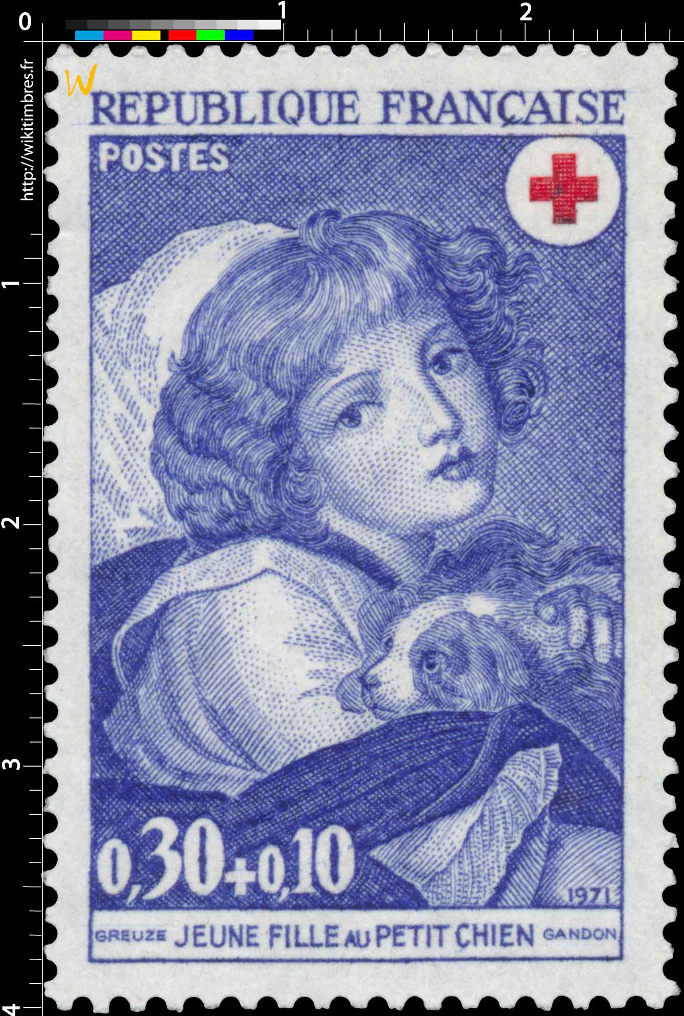 1971 JEUNE FILLE AU PETIT CHIEN