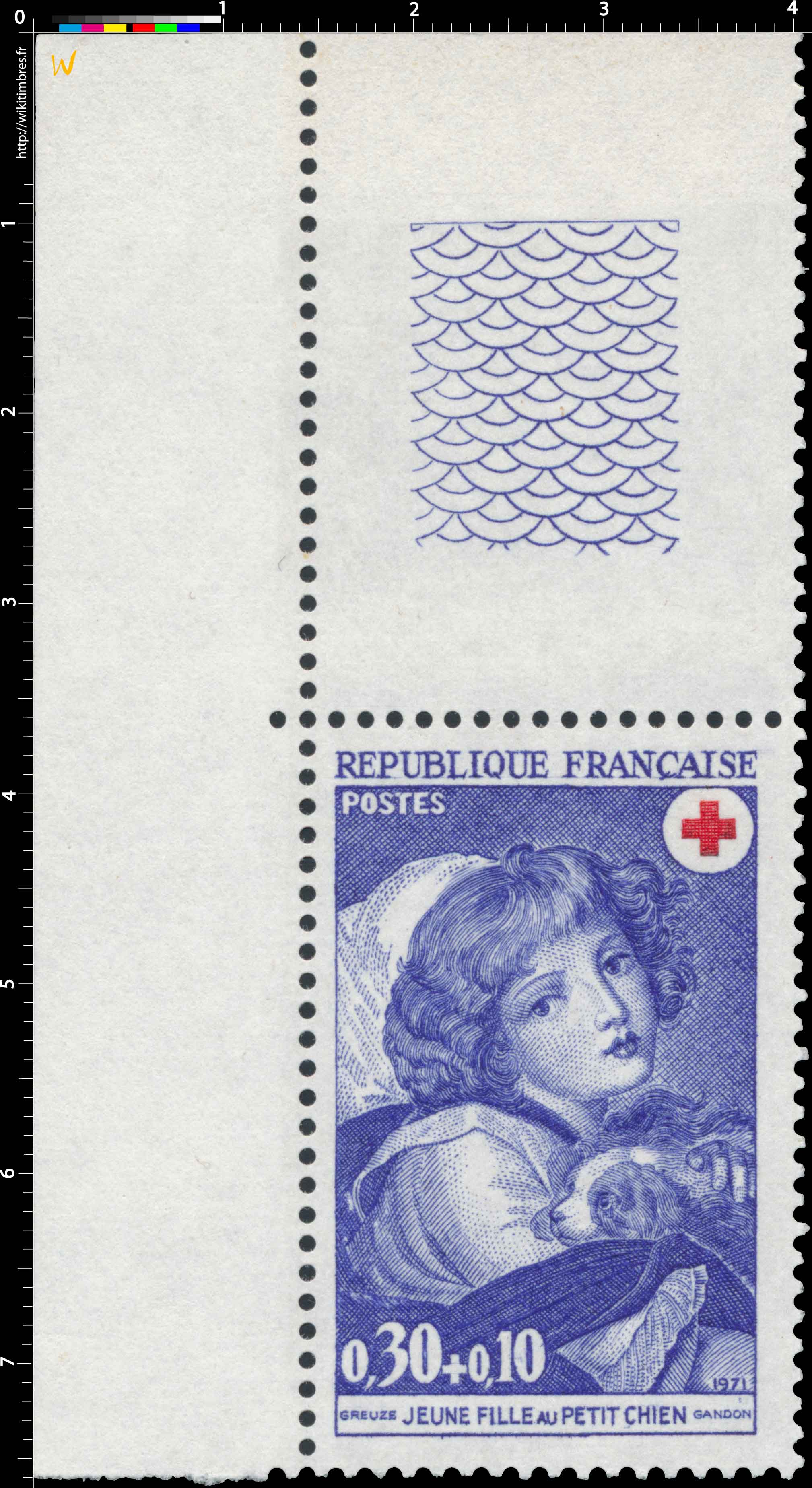 1971 JEUNE FILLE AU PETIT CHIEN