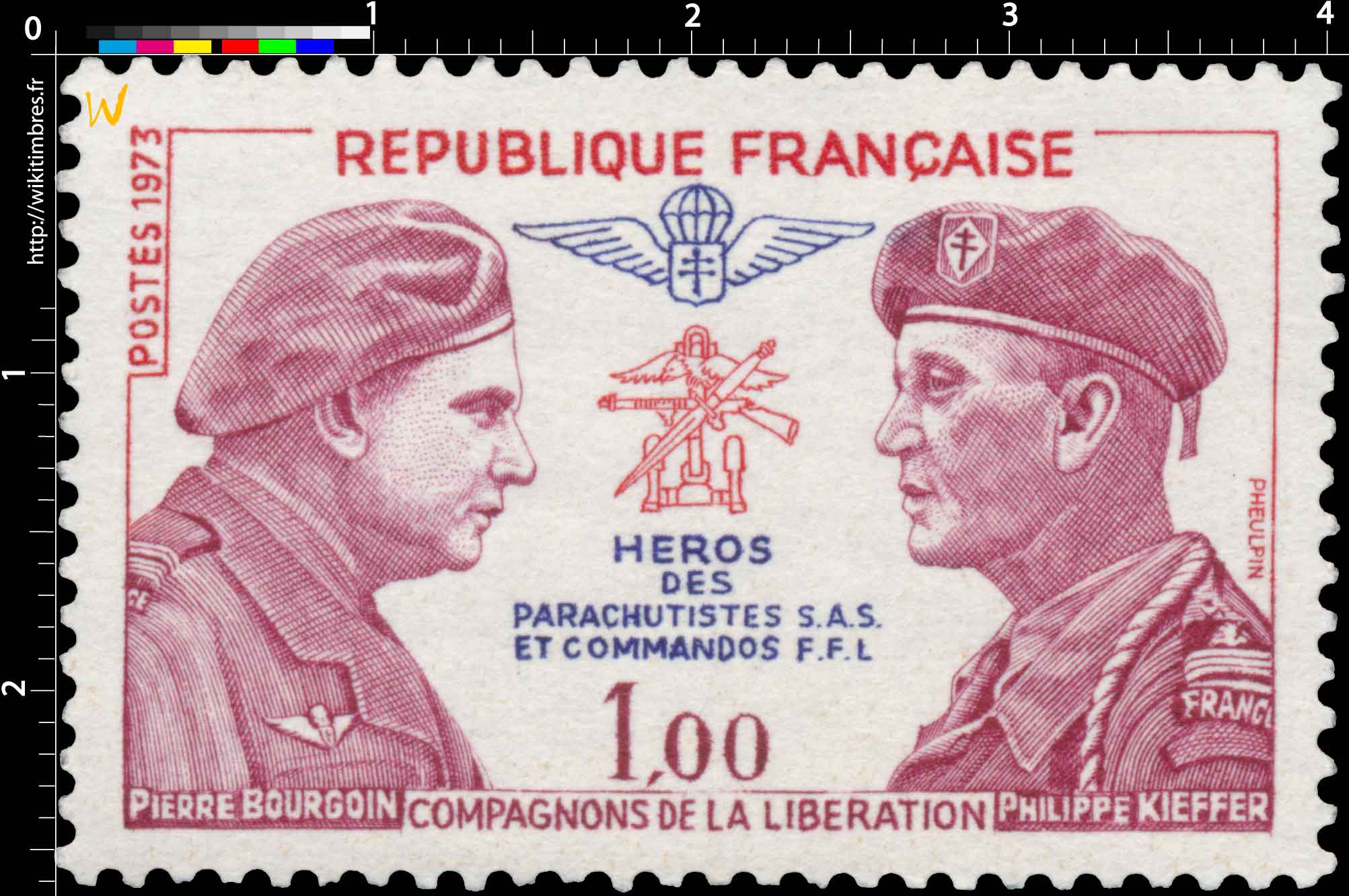 1973 PIERRE BOURGOIN PHILIPPE KIEFFER COMPAGNONS DE LA LIBÉRATION HÉROS DES PARACHUTISTES S.A.S. ET COMMANDOS F.F.L